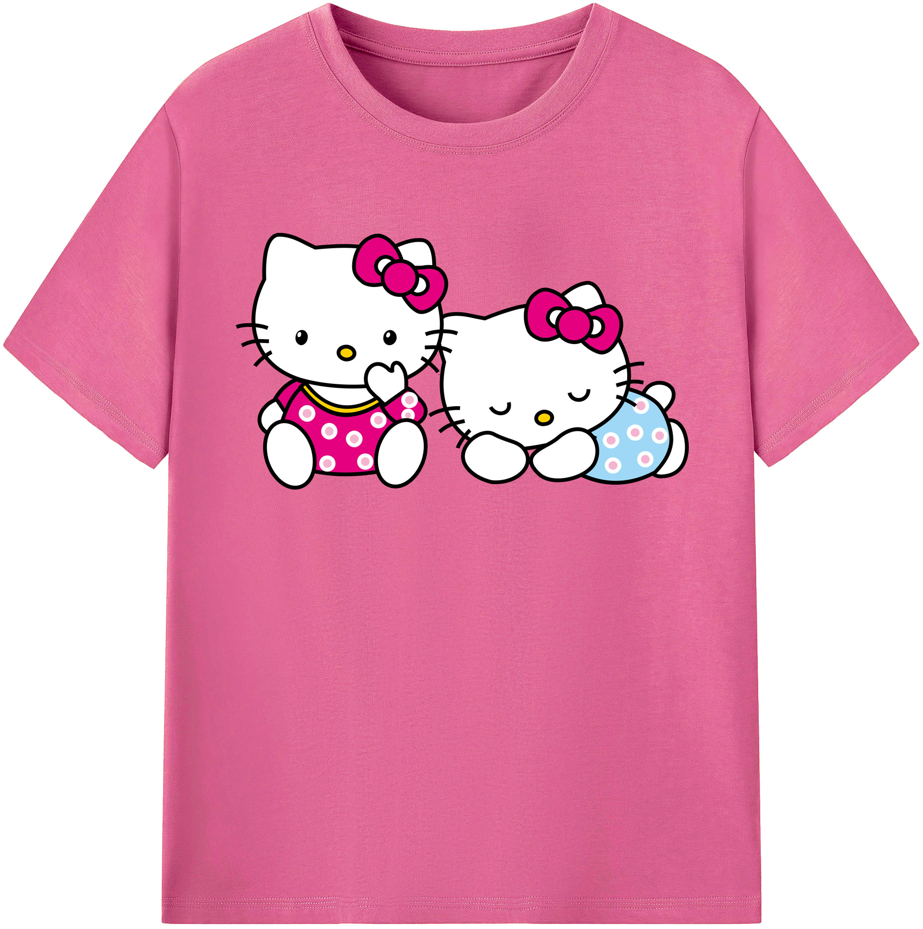 （画像用） Hello Kitty ハローキティ レディースカジュアルプリントTシャツ（綿100％）