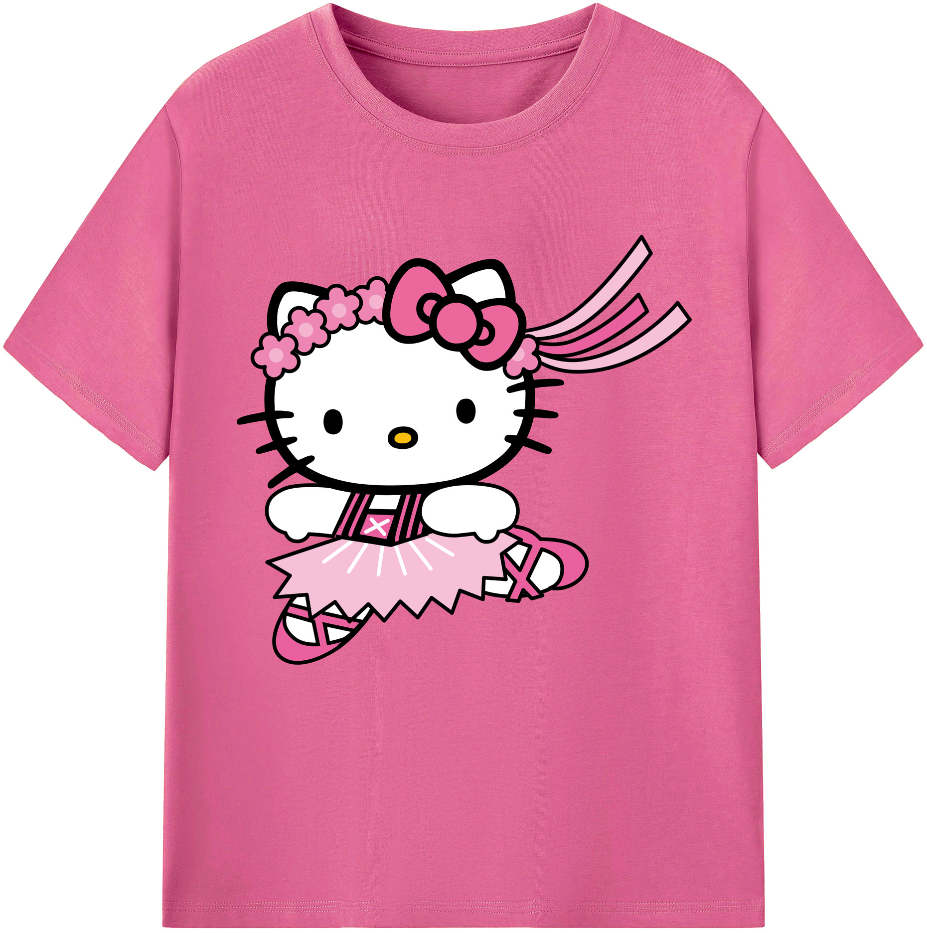 （画像用） Hello Kitty ハローキティ レディースカジュアルプリントTシャツ（綿100％）