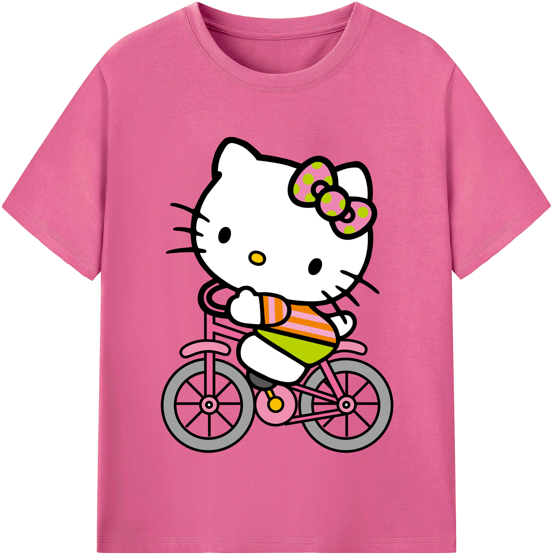 （画像用） Hello Kitty ハローキティ レディースカジュアルプリントTシャツ（綿100％）