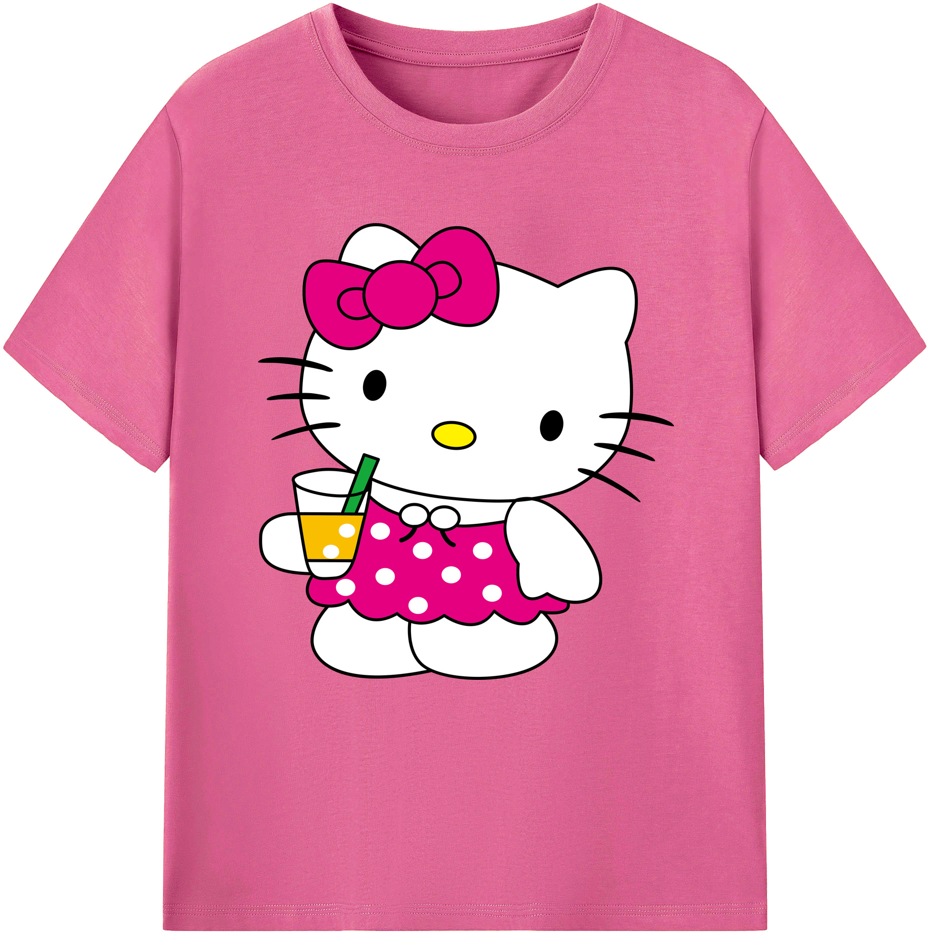 （画像用） Hello Kitty ハローキティ レディースカジュアルプリントTシャツ（綿100％）