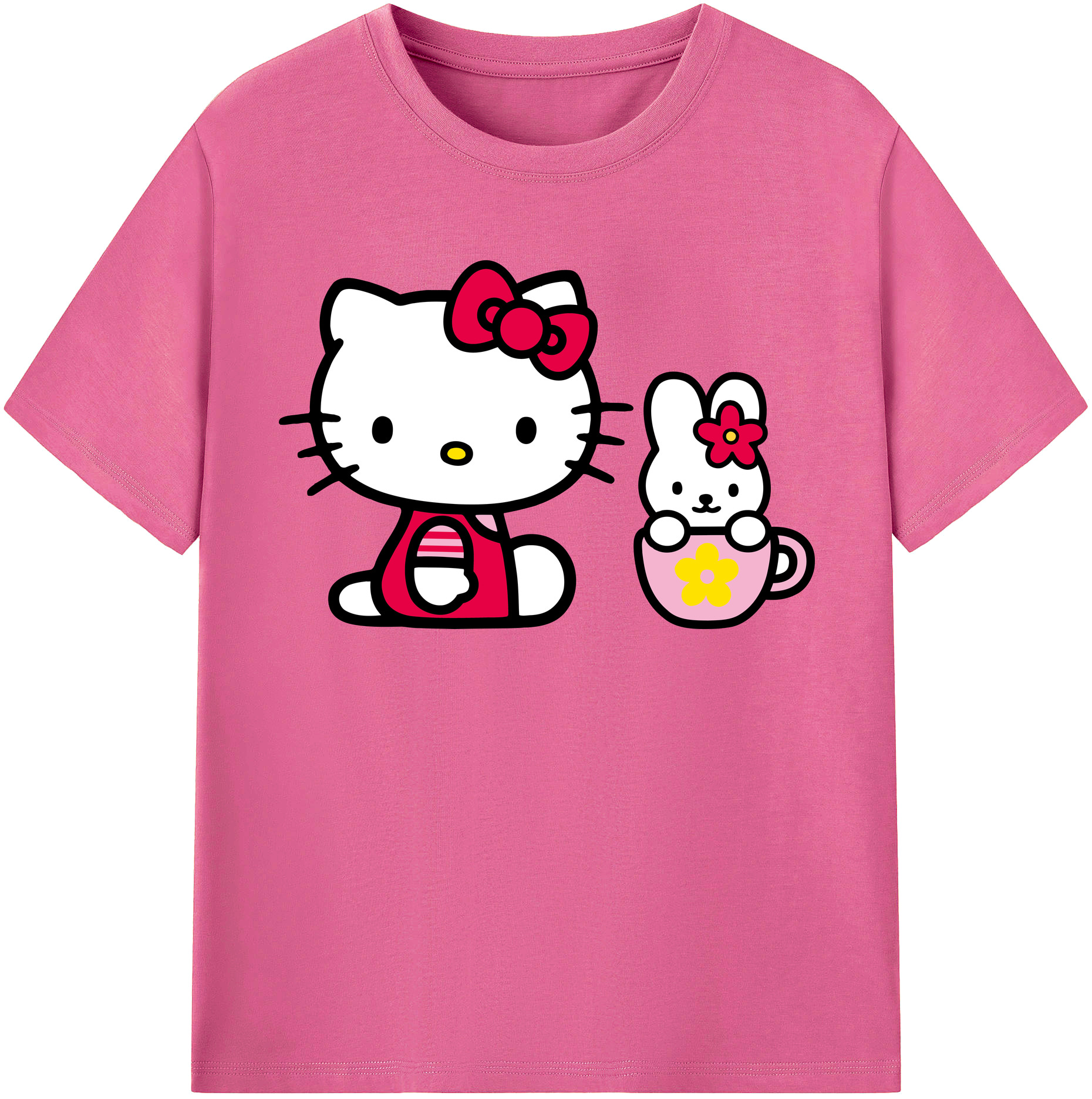 （画像用） Hello Kitty ハローキティ レディースカジュアルプリントTシャツ（綿100％）