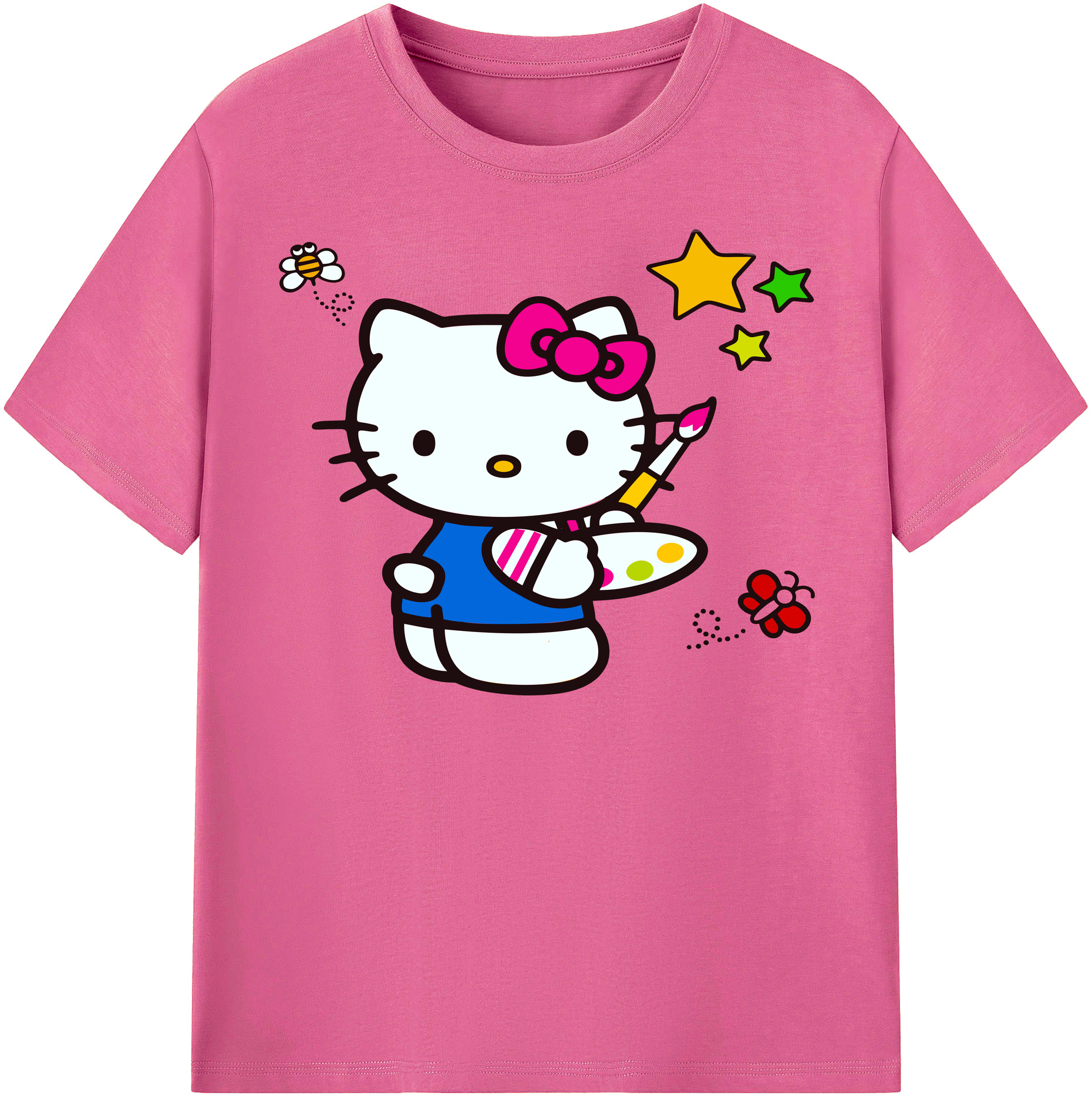 （画像用） Hello Kitty ハローキティ レディースカジュアルプリントTシャツ（綿100％）