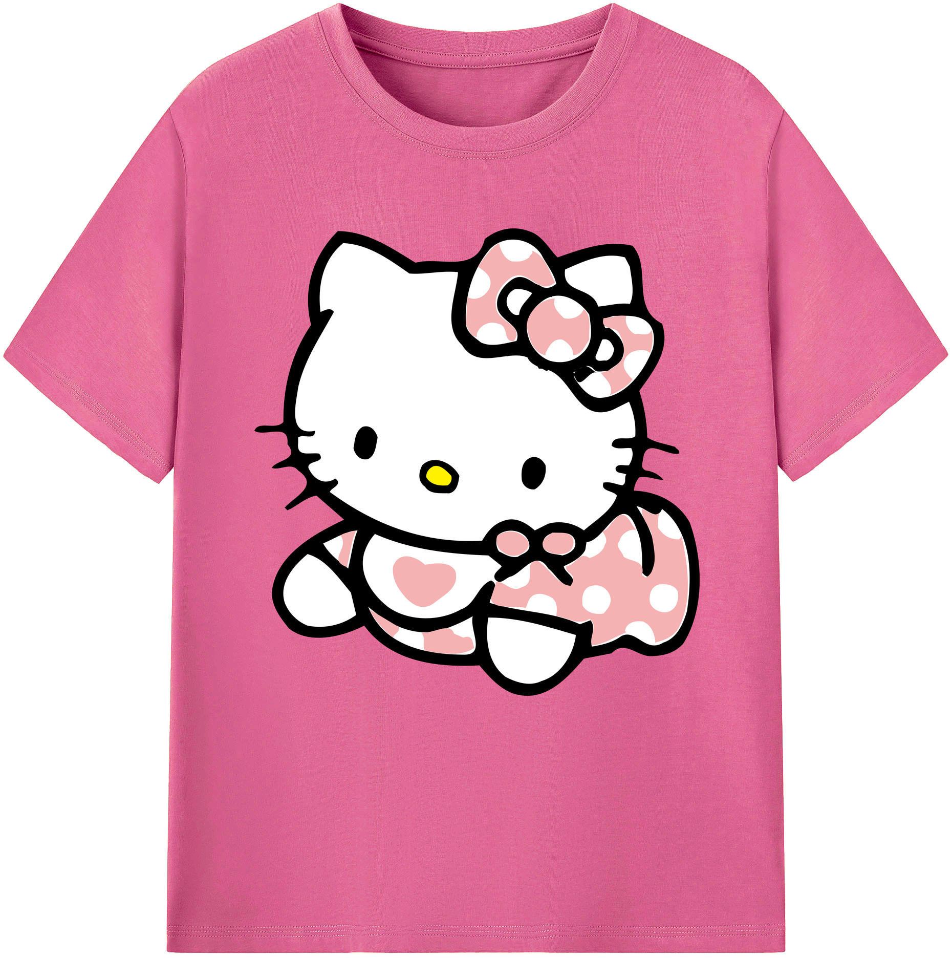 （画像用） Hello Kitty ハローキティ レディースカジュアルプリントTシャツ（綿100％）