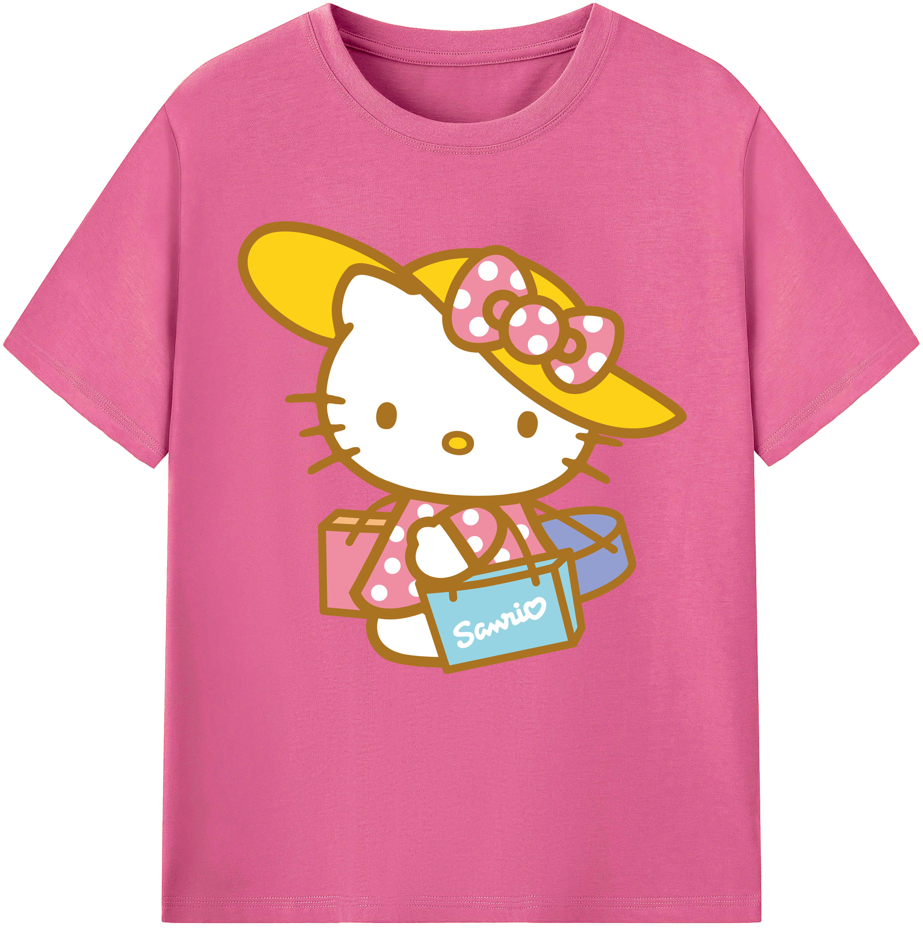 （画像用） Hello Kitty ハローキティ レディースカジュアルプリントTシャツ（綿100％）