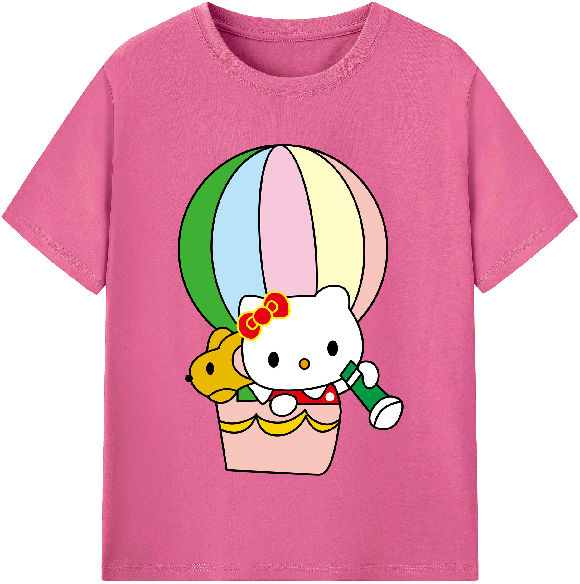 （画像用） Hello Kitty ハローキティ レディースカジュアルプリントTシャツ（綿100％）