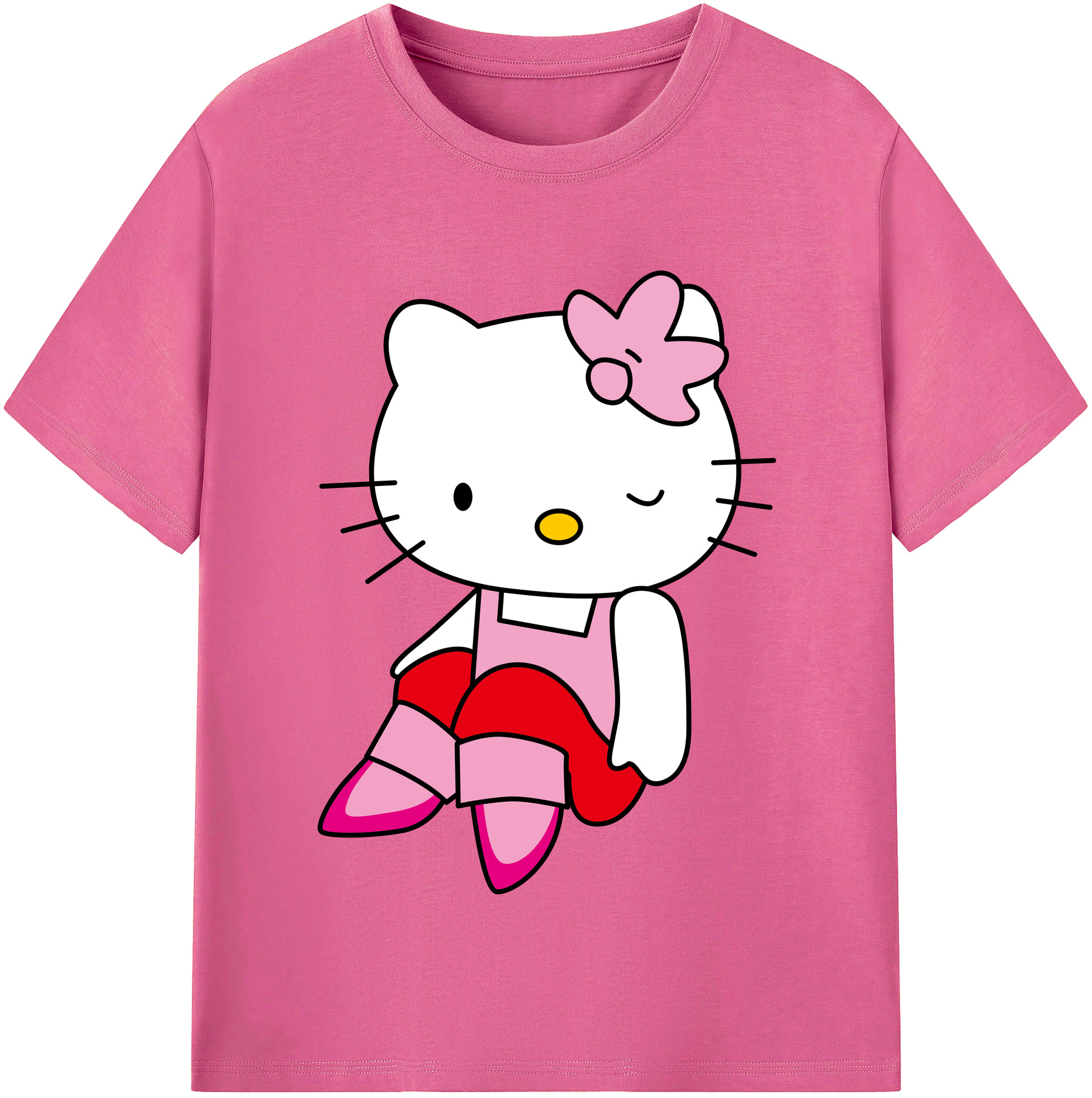 （画像用） Hello Kitty ハローキティ レディースカジュアルプリントTシャツ（綿100％）