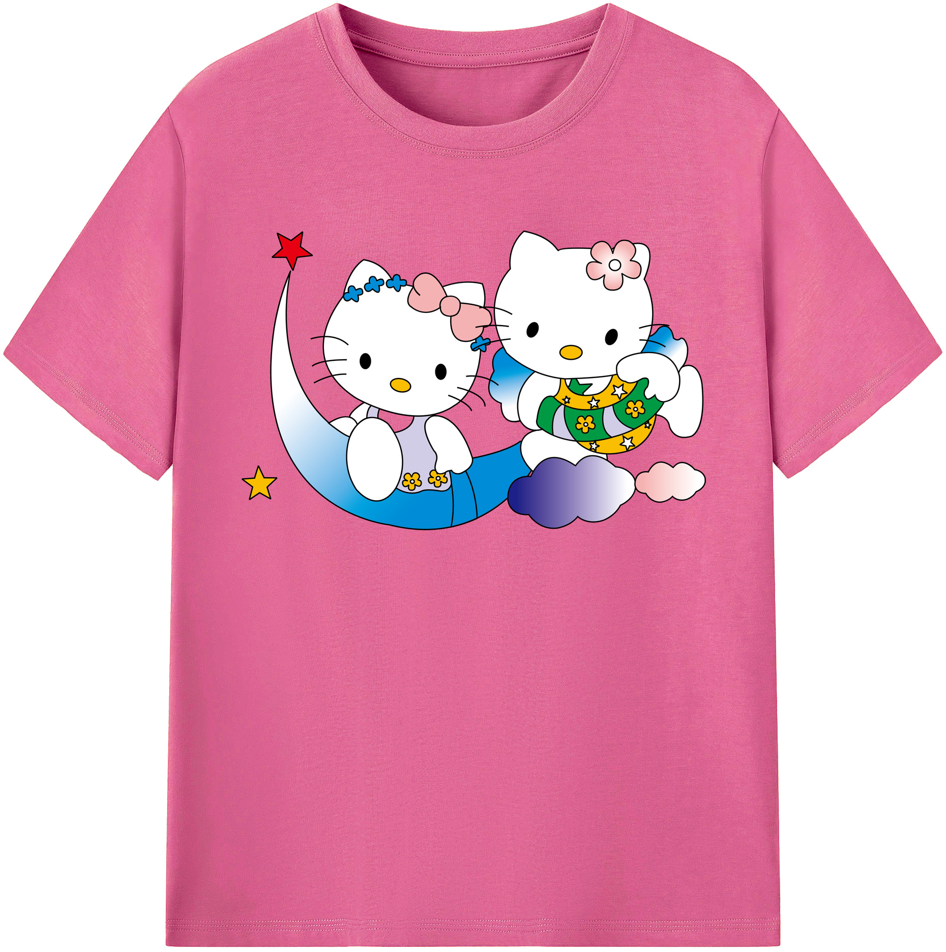 （画像用） Hello Kitty ハローキティ レディースカジュアルプリントTシャツ（綿100％）