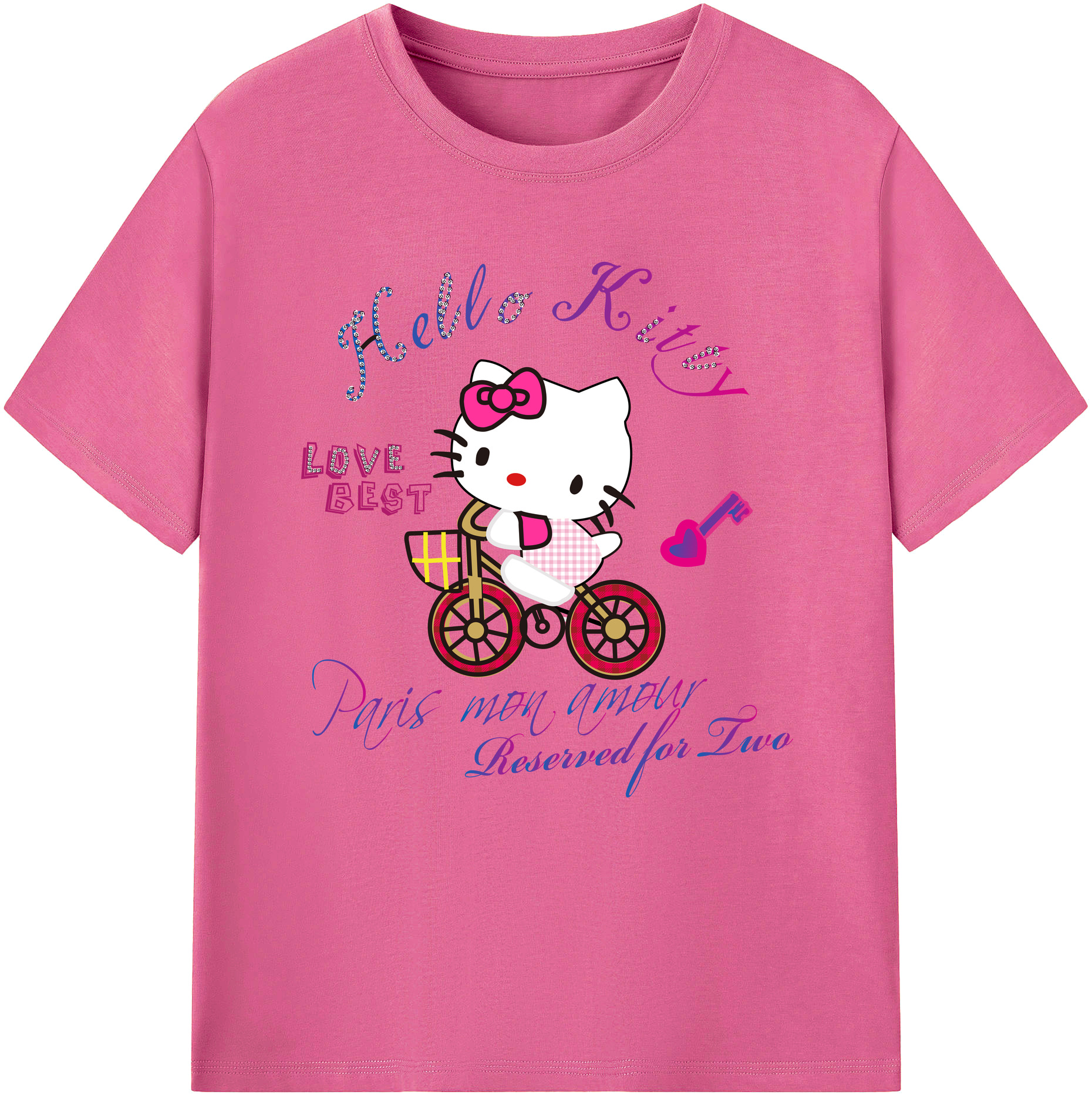 （画像用） Hello Kitty ハローキティ レディースカジュアルプリントTシャツ（綿100％）