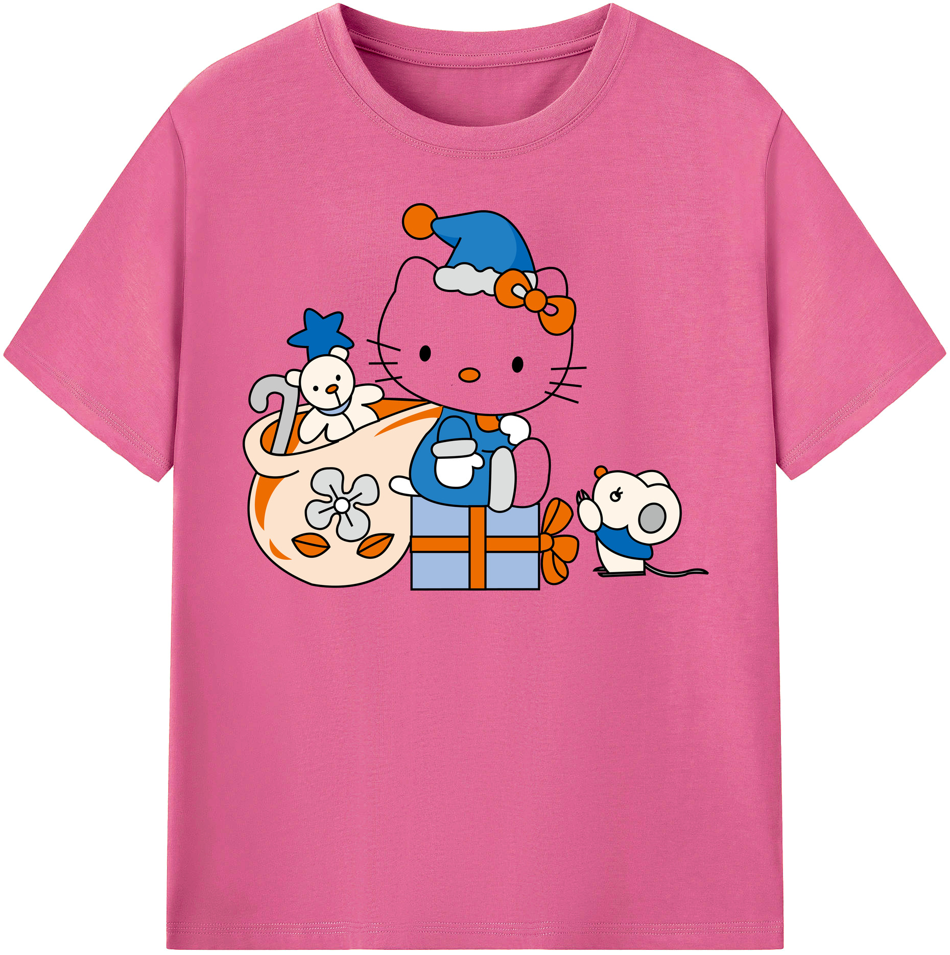 （画像用） Hello Kitty ハローキティ レディースカジュアルプリントTシャツ（綿100％）