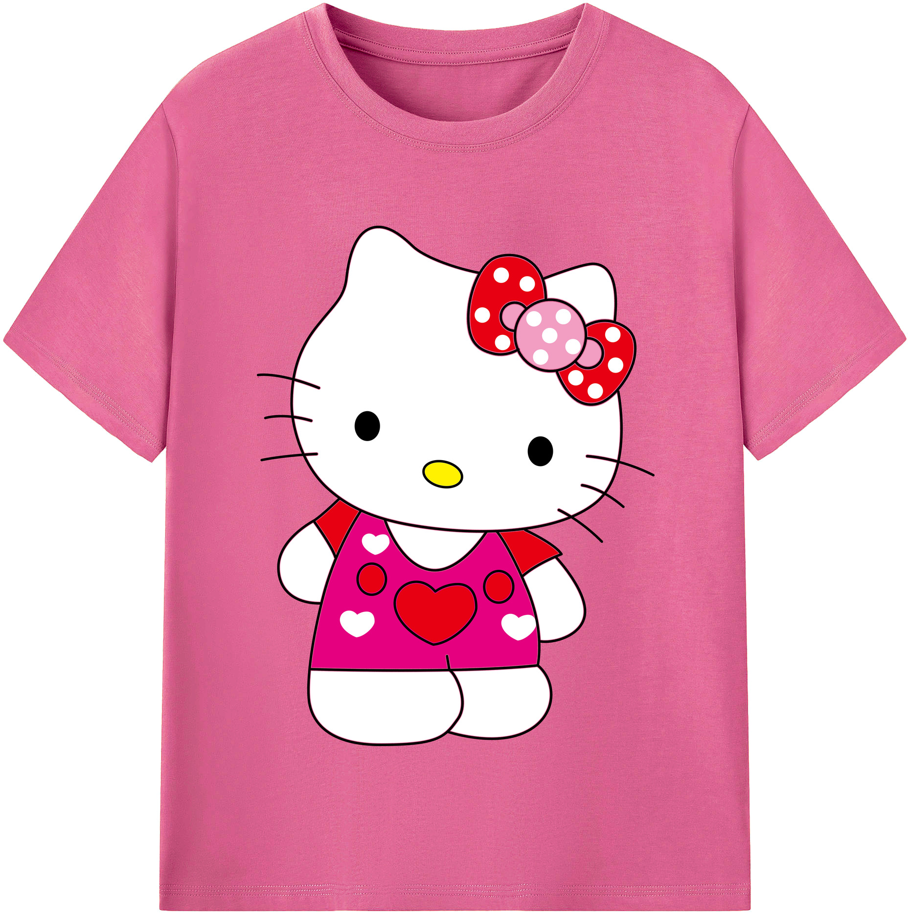 （画像用） Hello Kitty ハローキティ レディースカジュアルプリントTシャツ（綿100％）