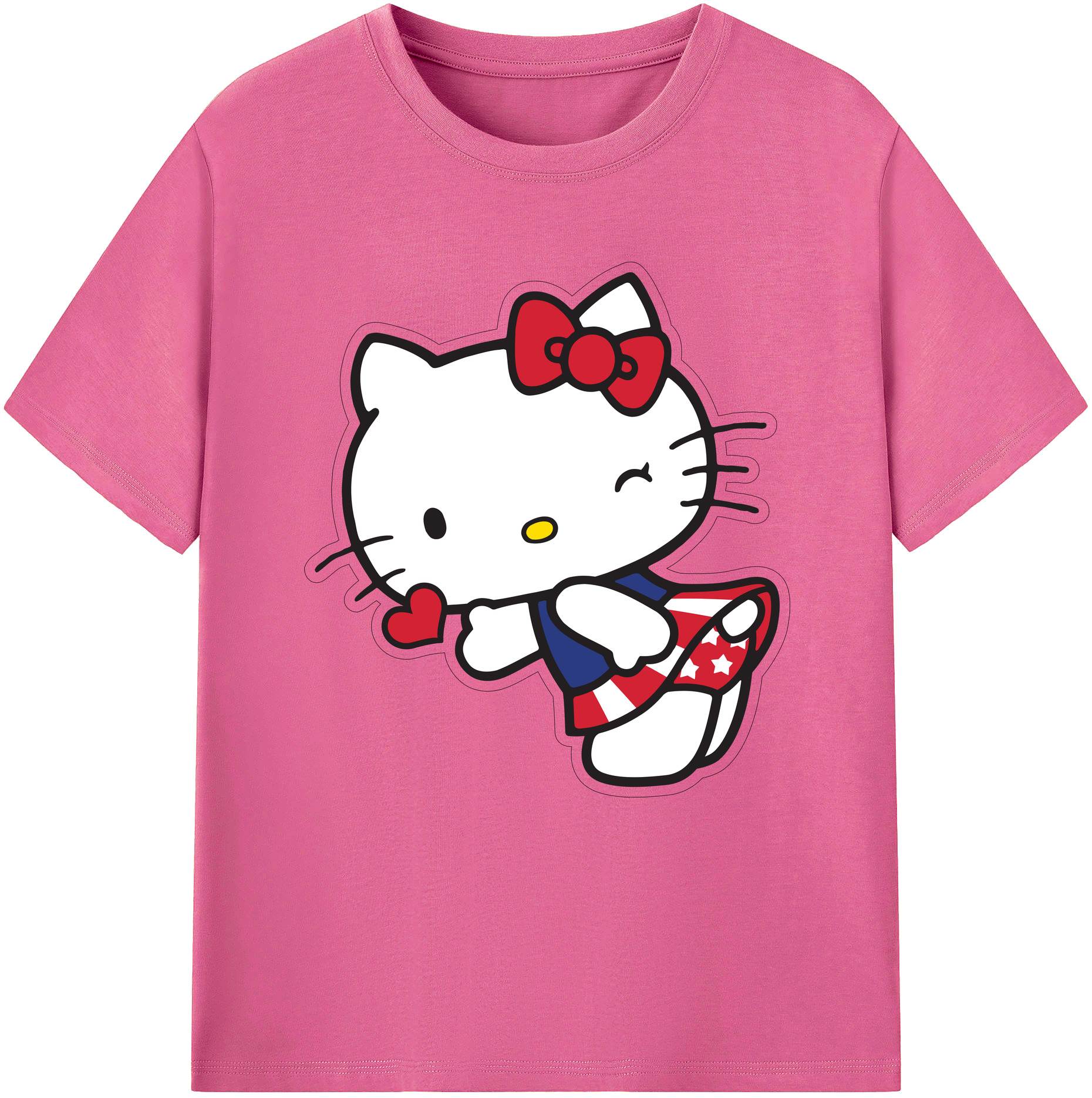 （画像用） Hello Kitty ハローキティ レディースカジュアルプリントTシャツ（綿100％）