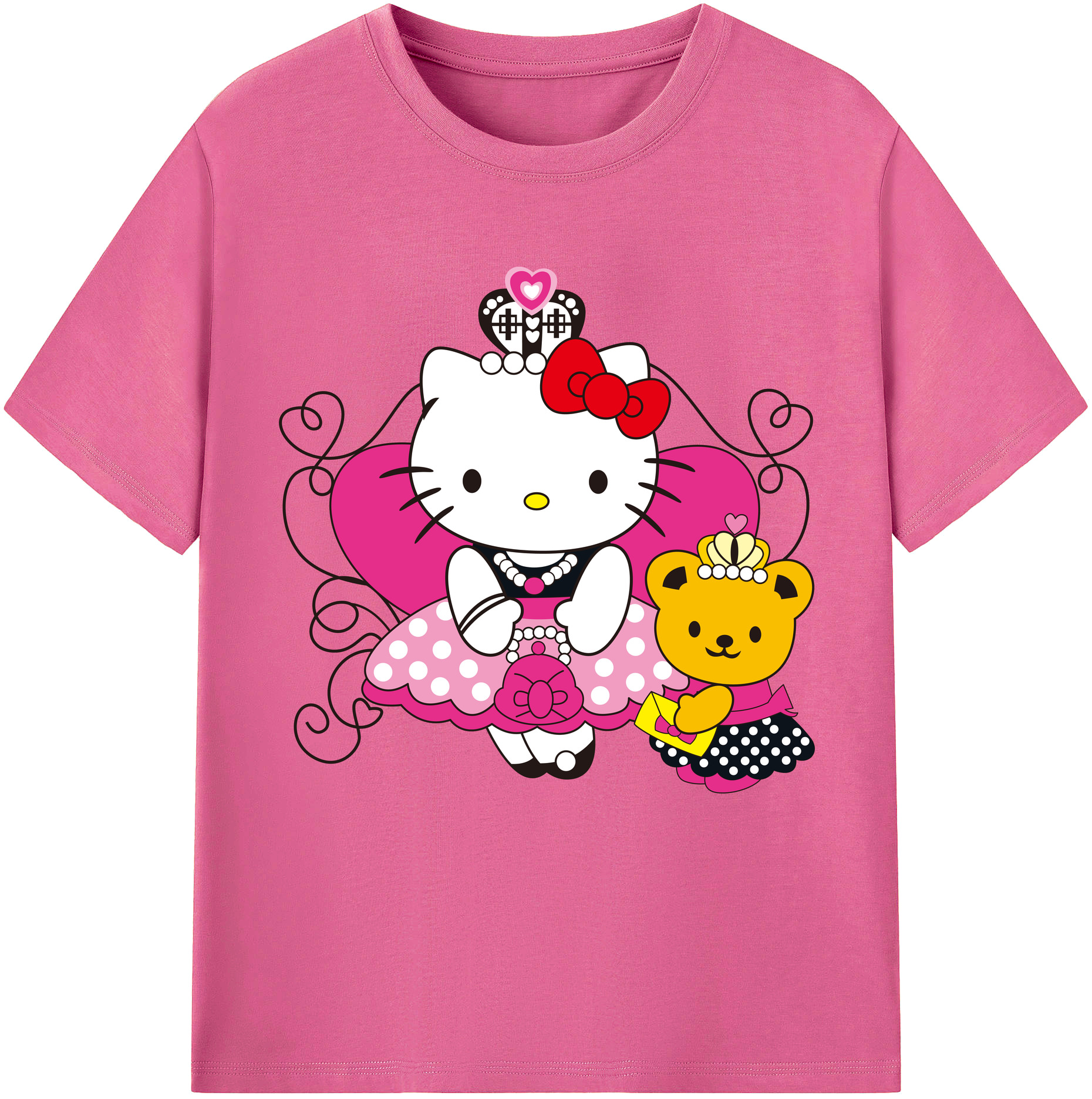 （画像用） Hello Kitty ハローキティ レディースカジュアルプリントTシャツ（綿100％）