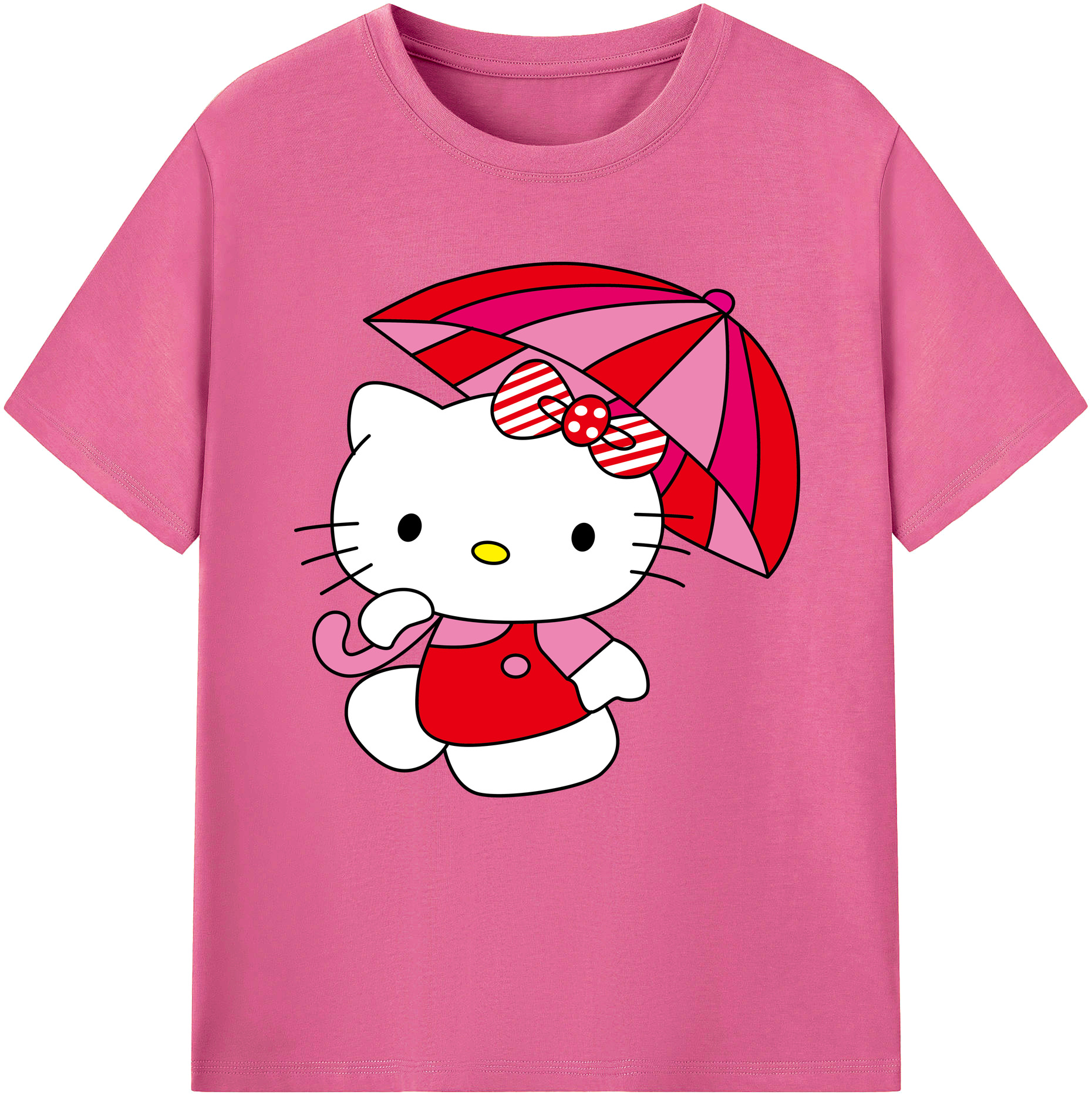 （画像用） Hello Kitty ハローキティ レディースカジュアルプリントTシャツ（綿100％）