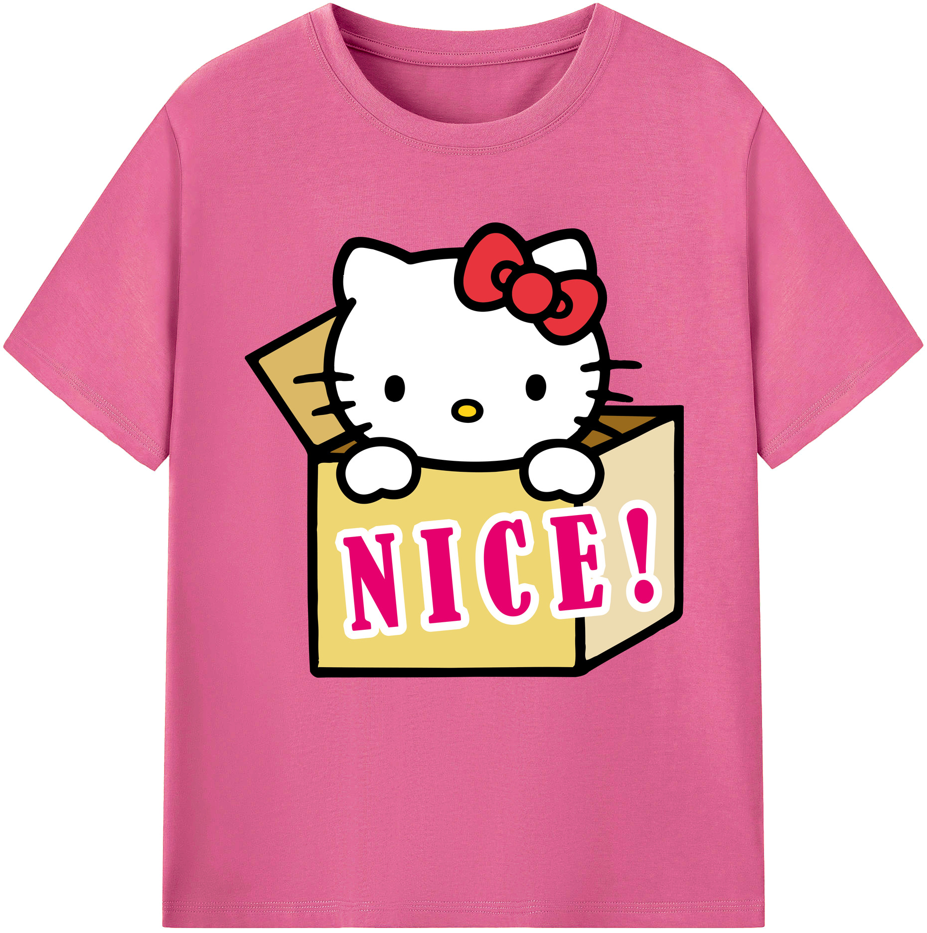 （画像用） Hello Kitty ハローキティ レディースカジュアルプリントTシャツ（綿100％）