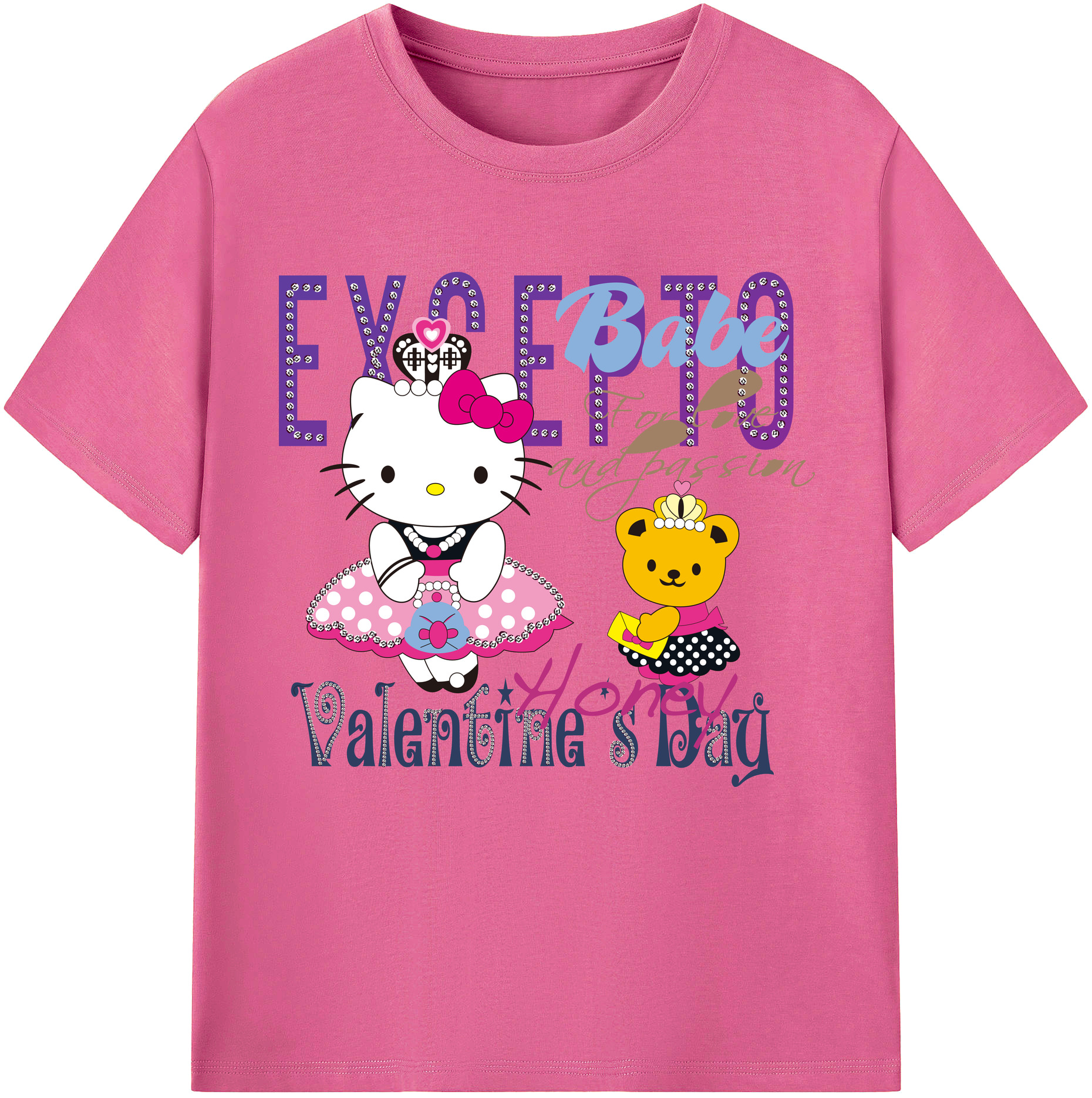 （画像用） Hello Kitty ハローキティ レディースカジュアルプリントTシャツ（綿100％）