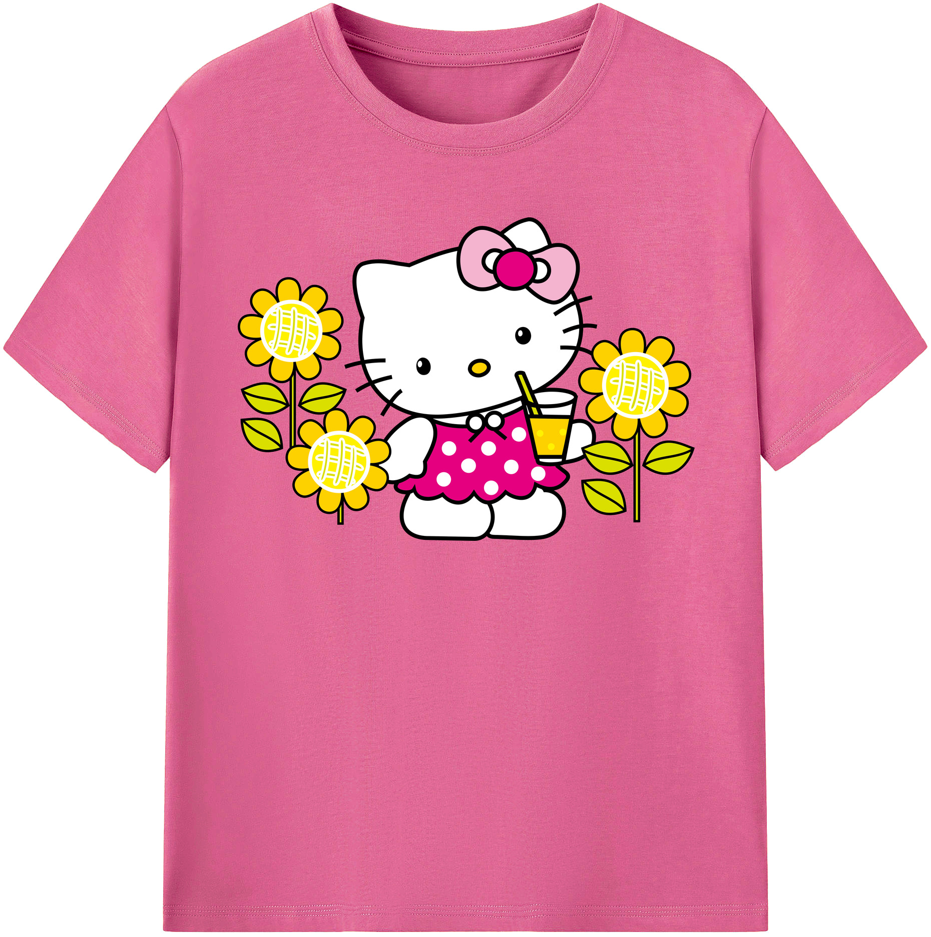 （画像用） Hello Kitty ハローキティ レディースカジュアルプリントTシャツ（綿100％）