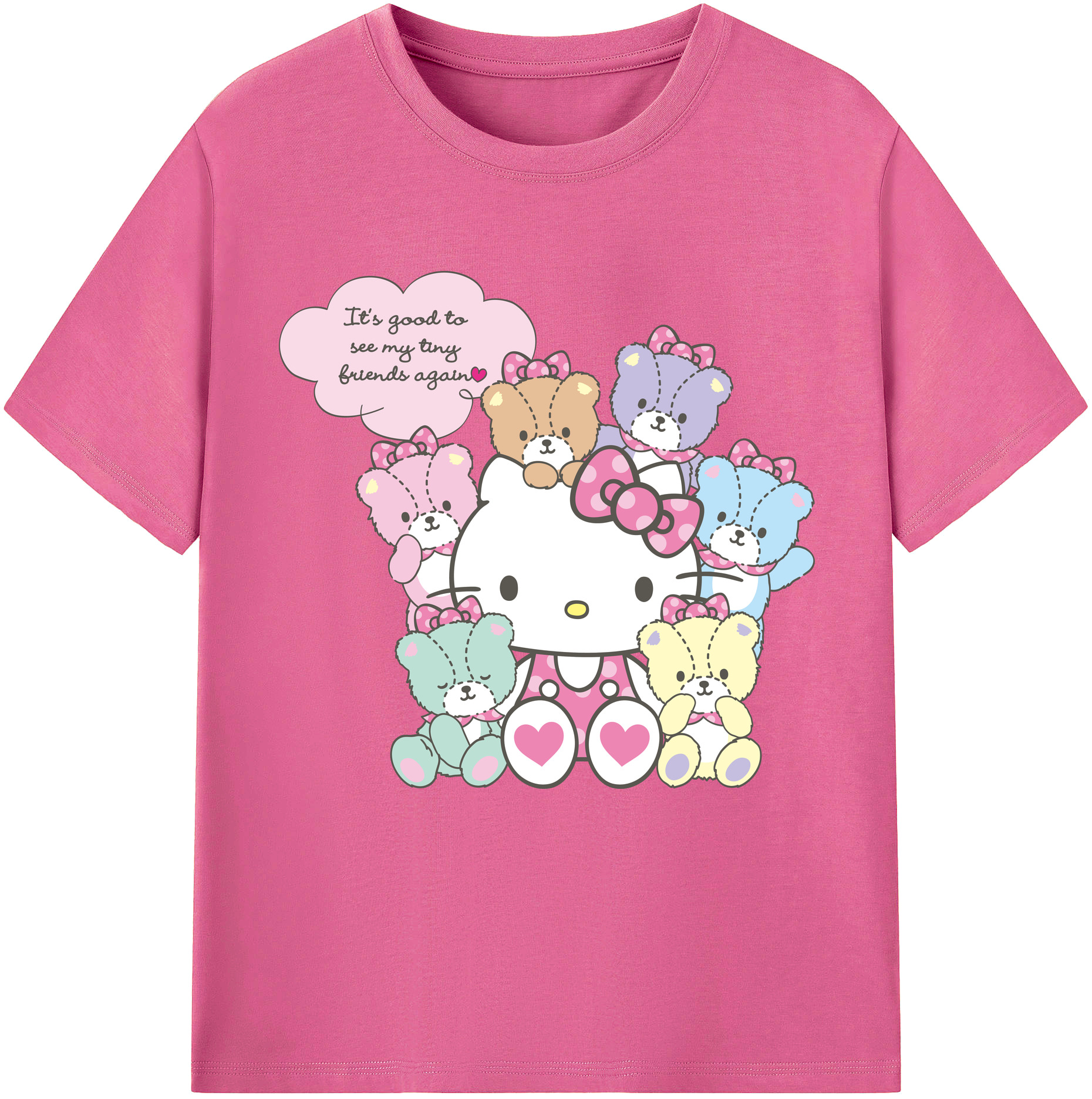 （画像用） Hello Kitty ハローキティ レディースカジュアルプリントTシャツ（綿100％）