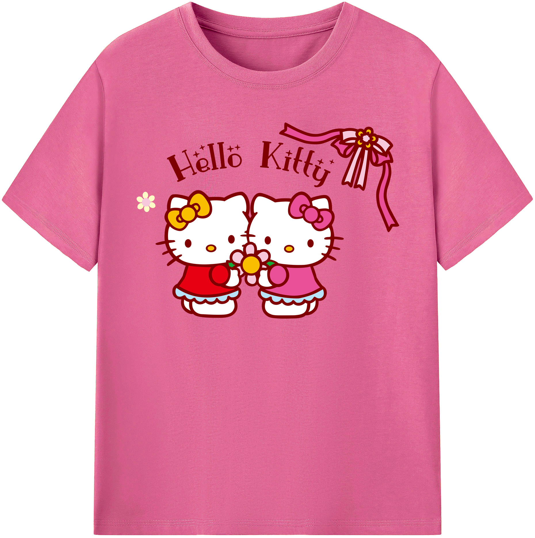（画像用） Hello Kitty ハローキティ レディースカジュアルプリントTシャツ（綿100％）