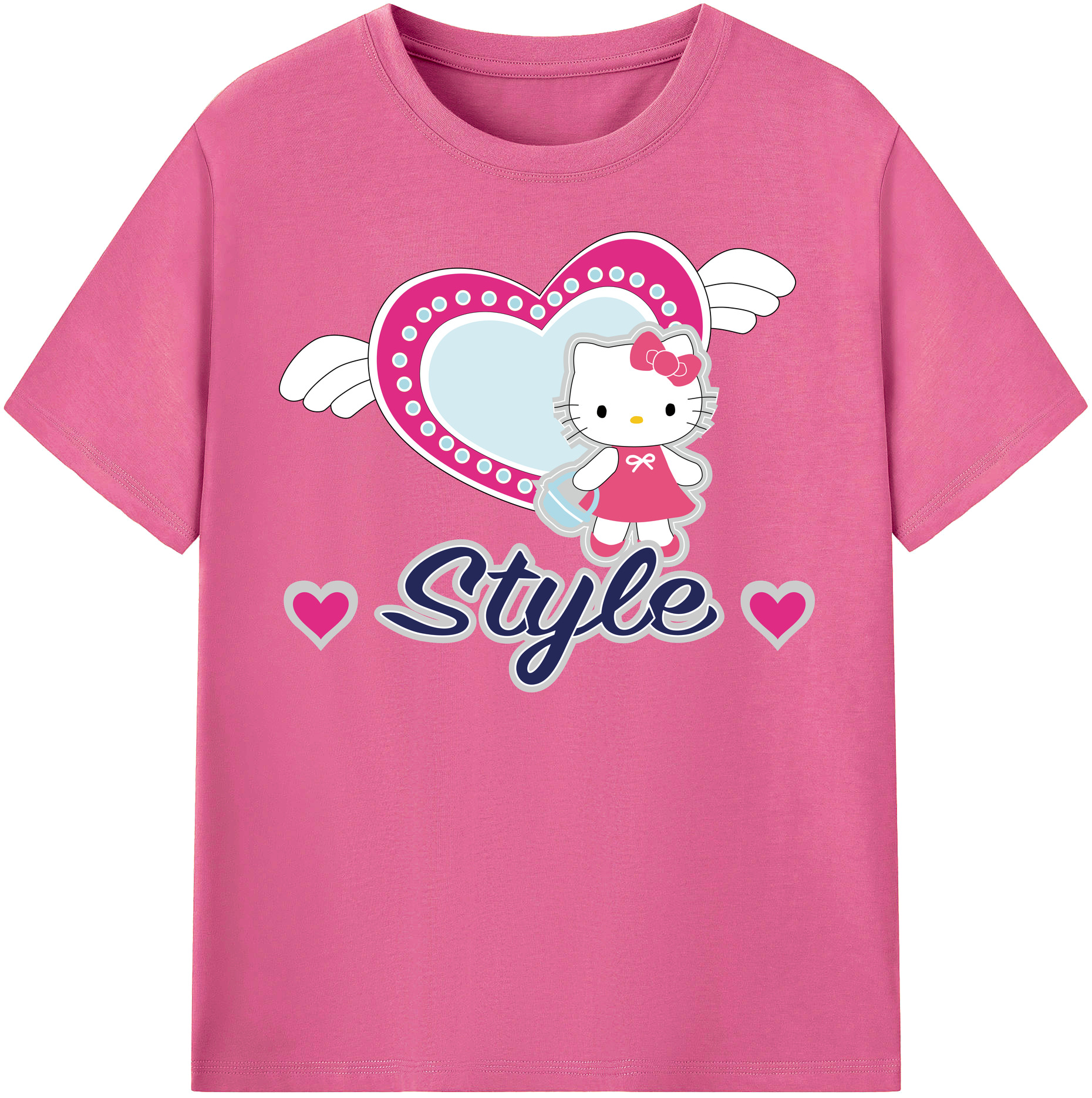 （画像用） Hello Kitty ハローキティ レディースカジュアルプリントTシャツ（綿100％）