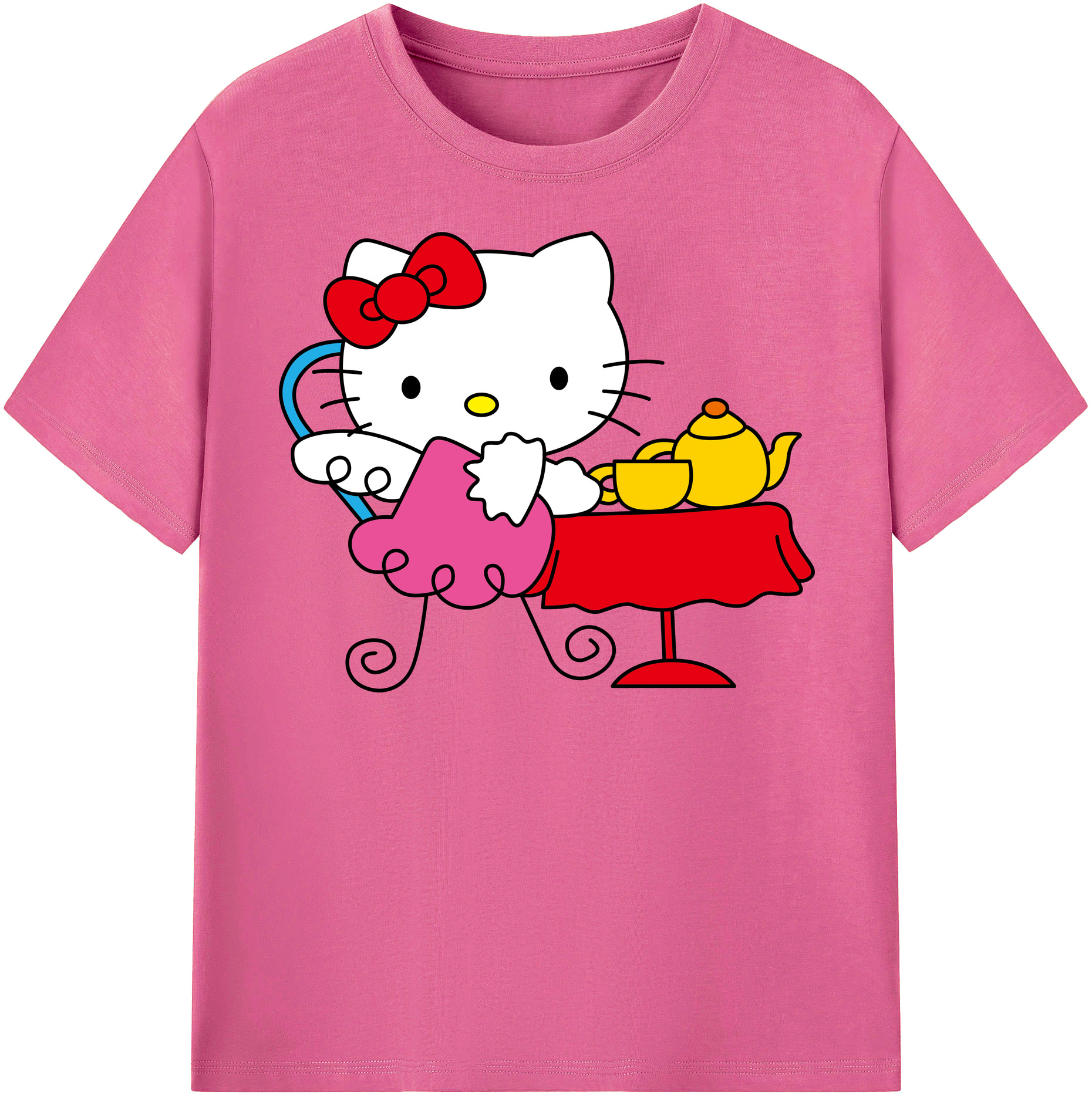 （画像用） Hello Kitty ハローキティ レディースカジュアルプリントTシャツ（綿100％）