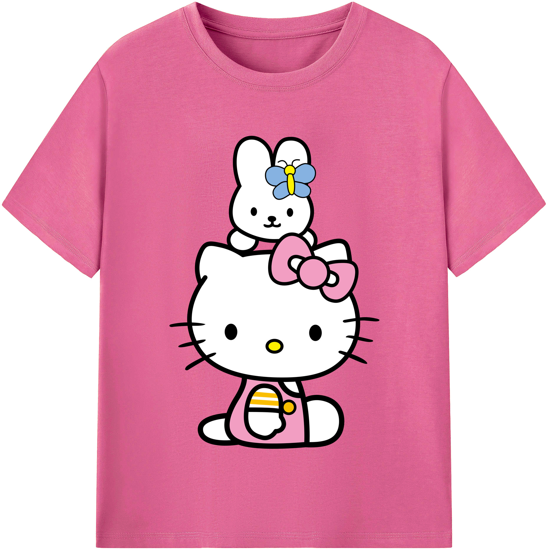 （画像用） Hello Kitty ハローキティ レディースカジュアルプリントTシャツ（綿100％）