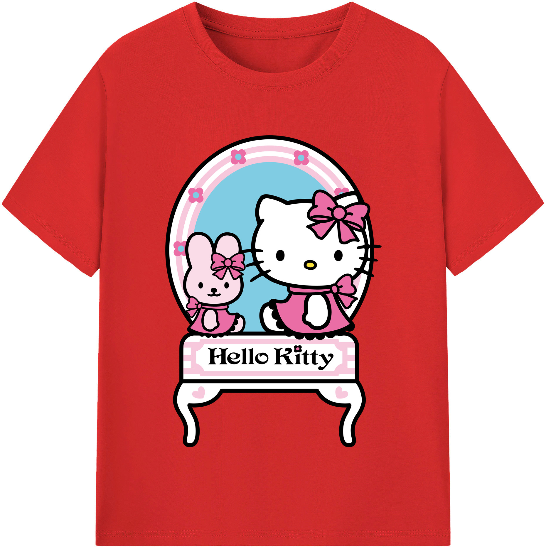 （画像用） Hello Kitty ハローキティ レディースカジュアルプリントTシャツ（綿100％）