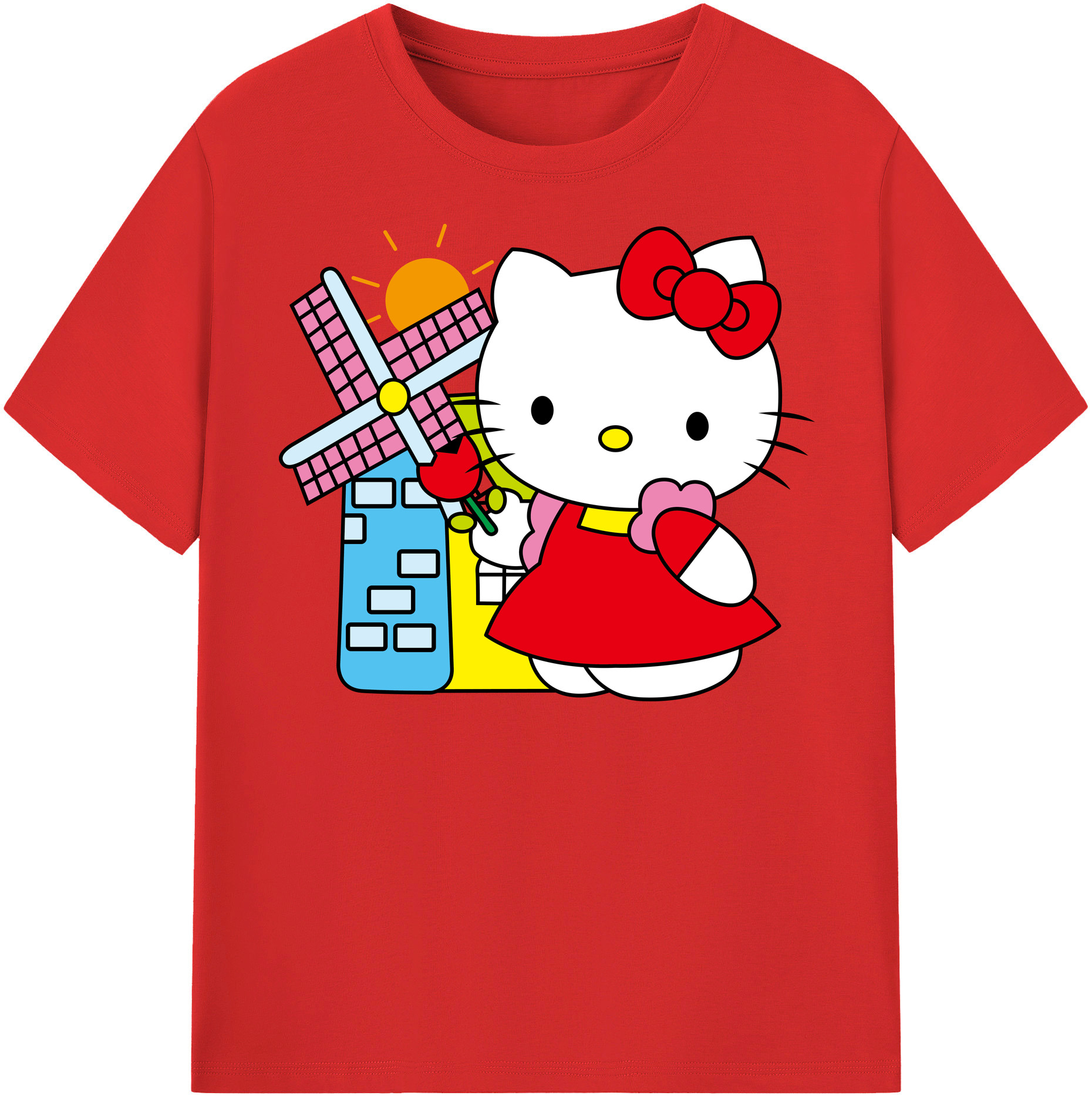 （画像用） Hello Kitty ハローキティ レディースカジュアルプリントTシャツ（綿100％）