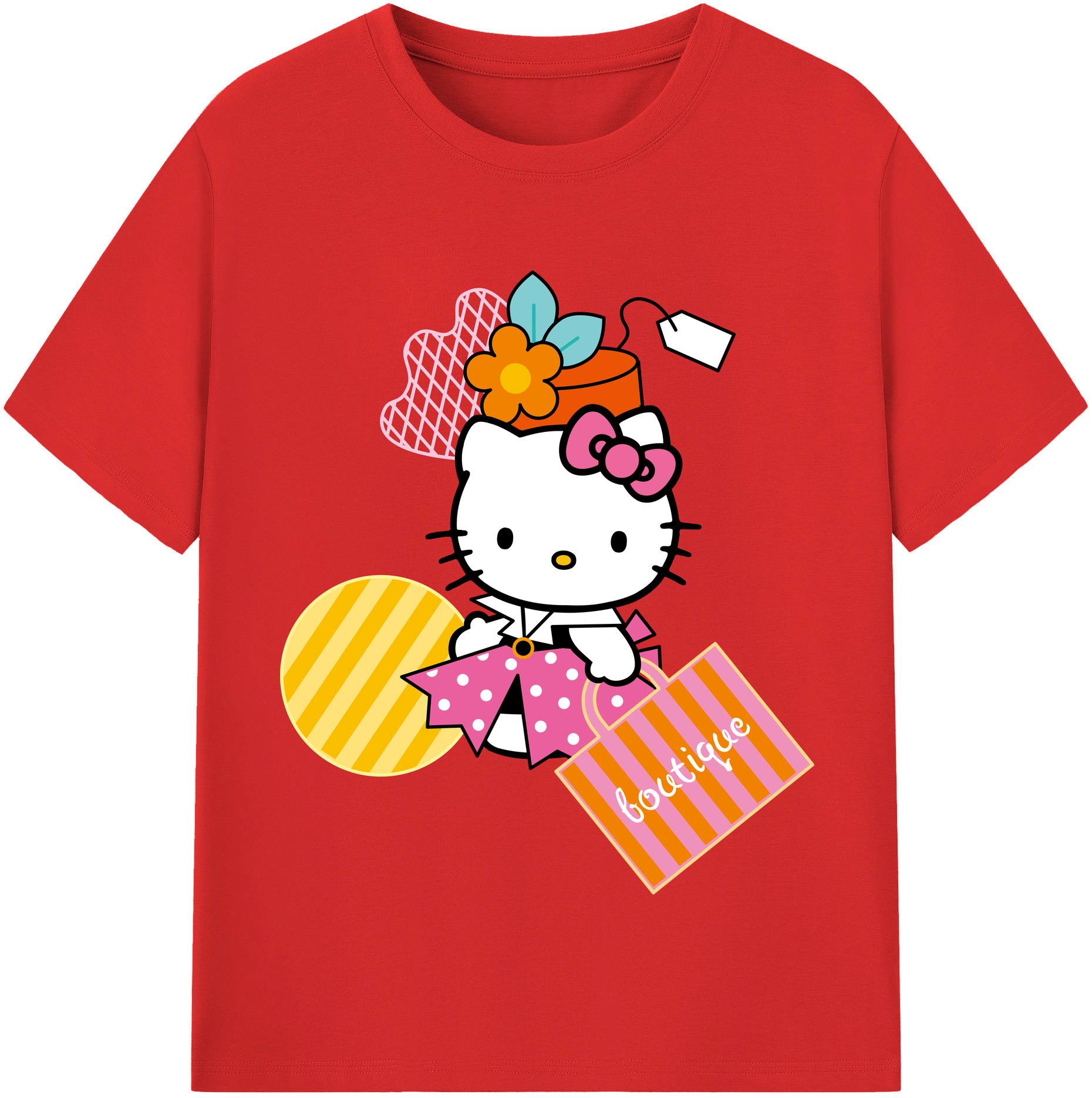 （画像用） Hello Kitty ハローキティ レディースカジュアルプリントTシャツ（綿100％）