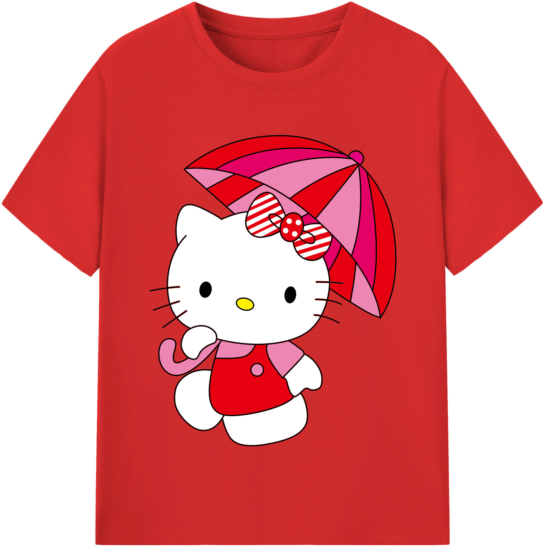 （画像用） Hello Kitty ハローキティ レディースカジュアルプリントTシャツ（綿100％）