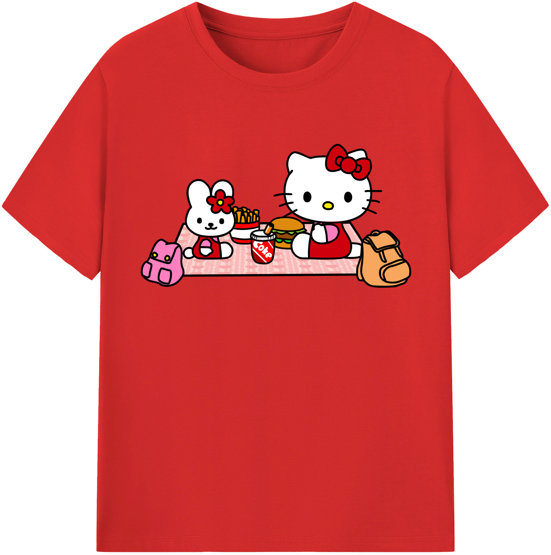 （画像用） Hello Kitty ハローキティ レディースカジュアルプリントTシャツ（綿100％）