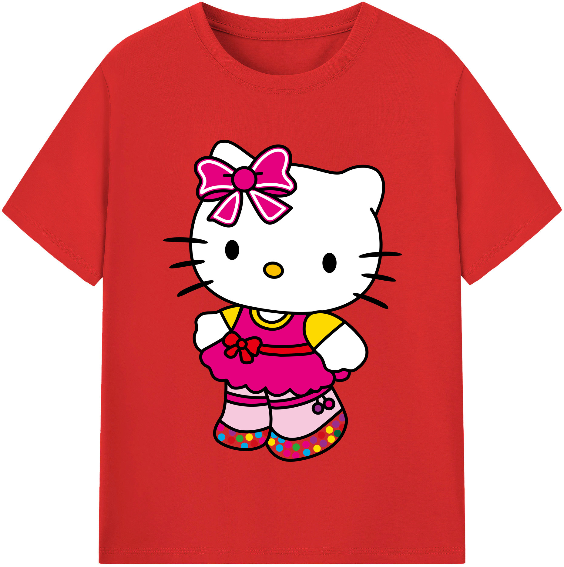 （画像用） Hello Kitty ハローキティ レディースカジュアルプリントTシャツ（綿100％）