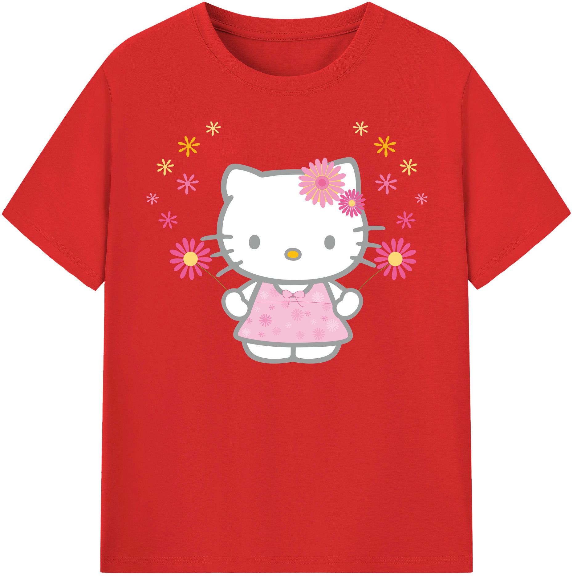 （画像用） Hello Kitty ハローキティ レディースカジュアルプリントTシャツ（綿100％）
