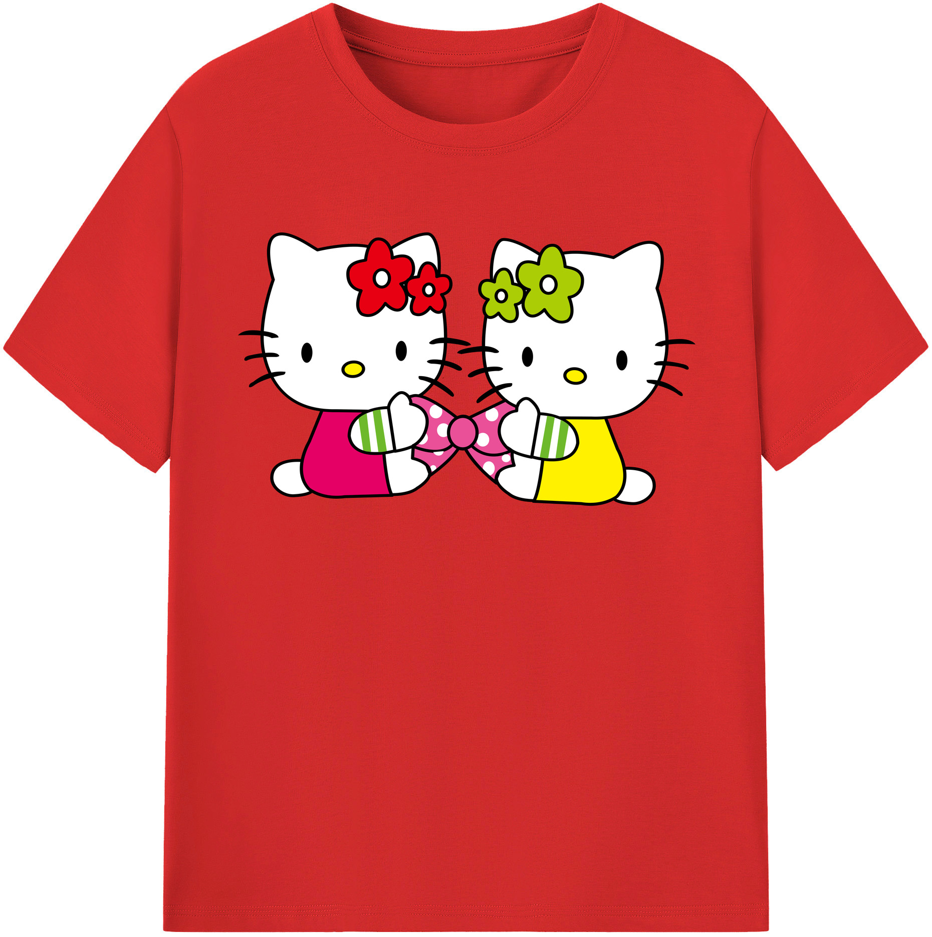（画像用） Hello Kitty ハローキティ レディースカジュアルプリントTシャツ（綿100％）