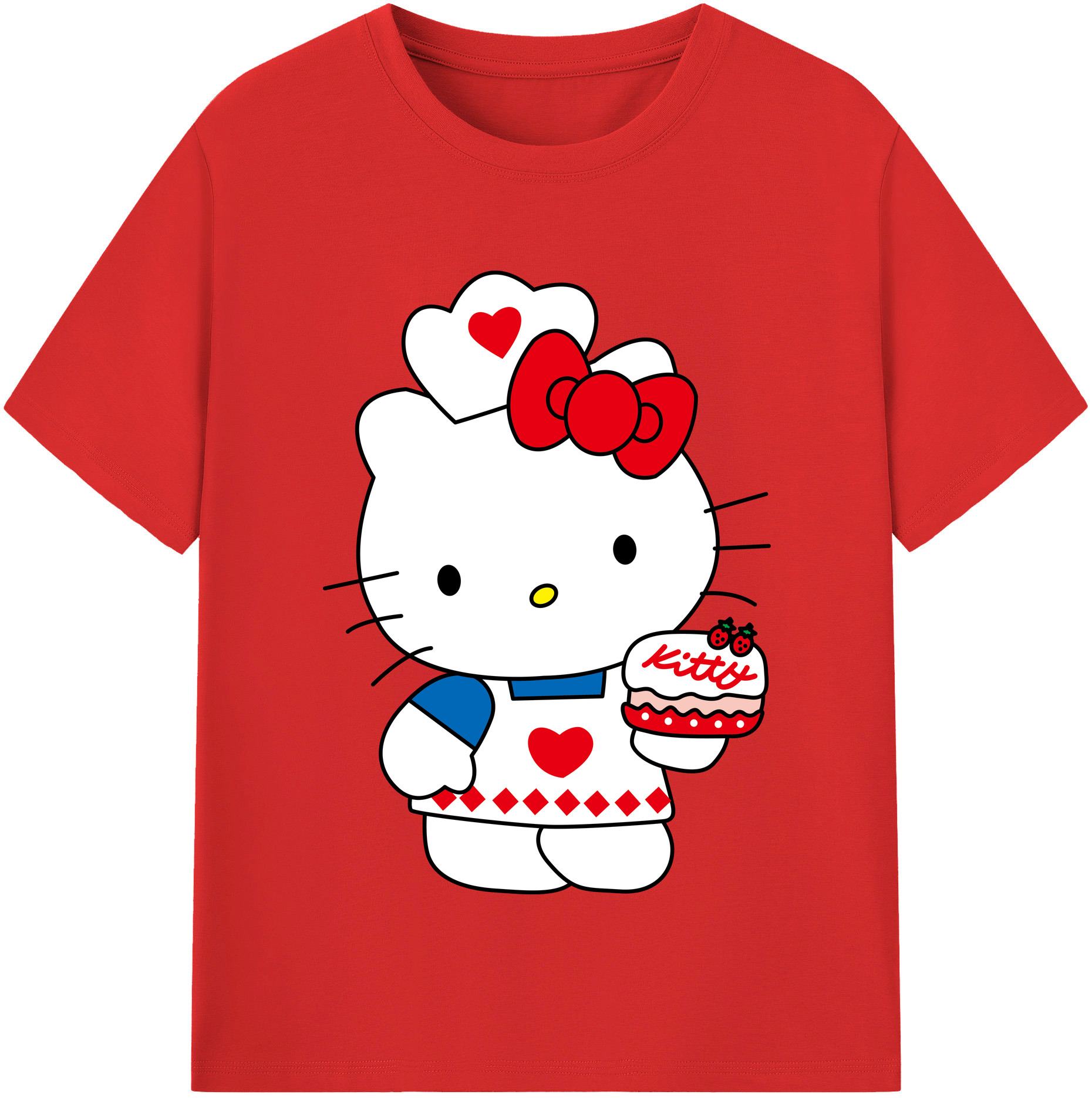 （画像用） Hello Kitty ハローキティ レディースカジュアルプリントTシャツ（綿100％）