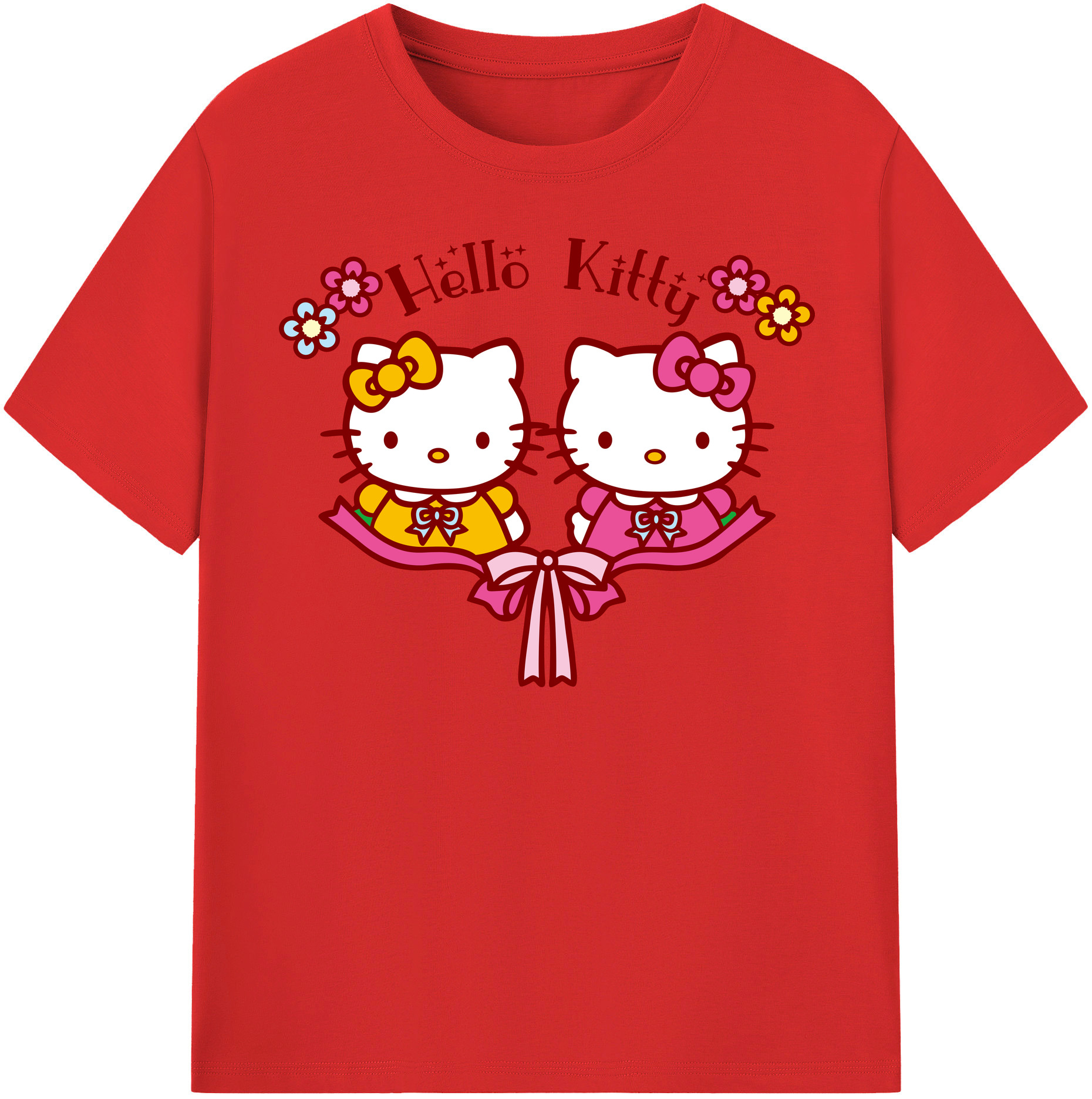 （画像用） Hello Kitty ハローキティ レディースカジュアルプリントTシャツ（綿100％）
