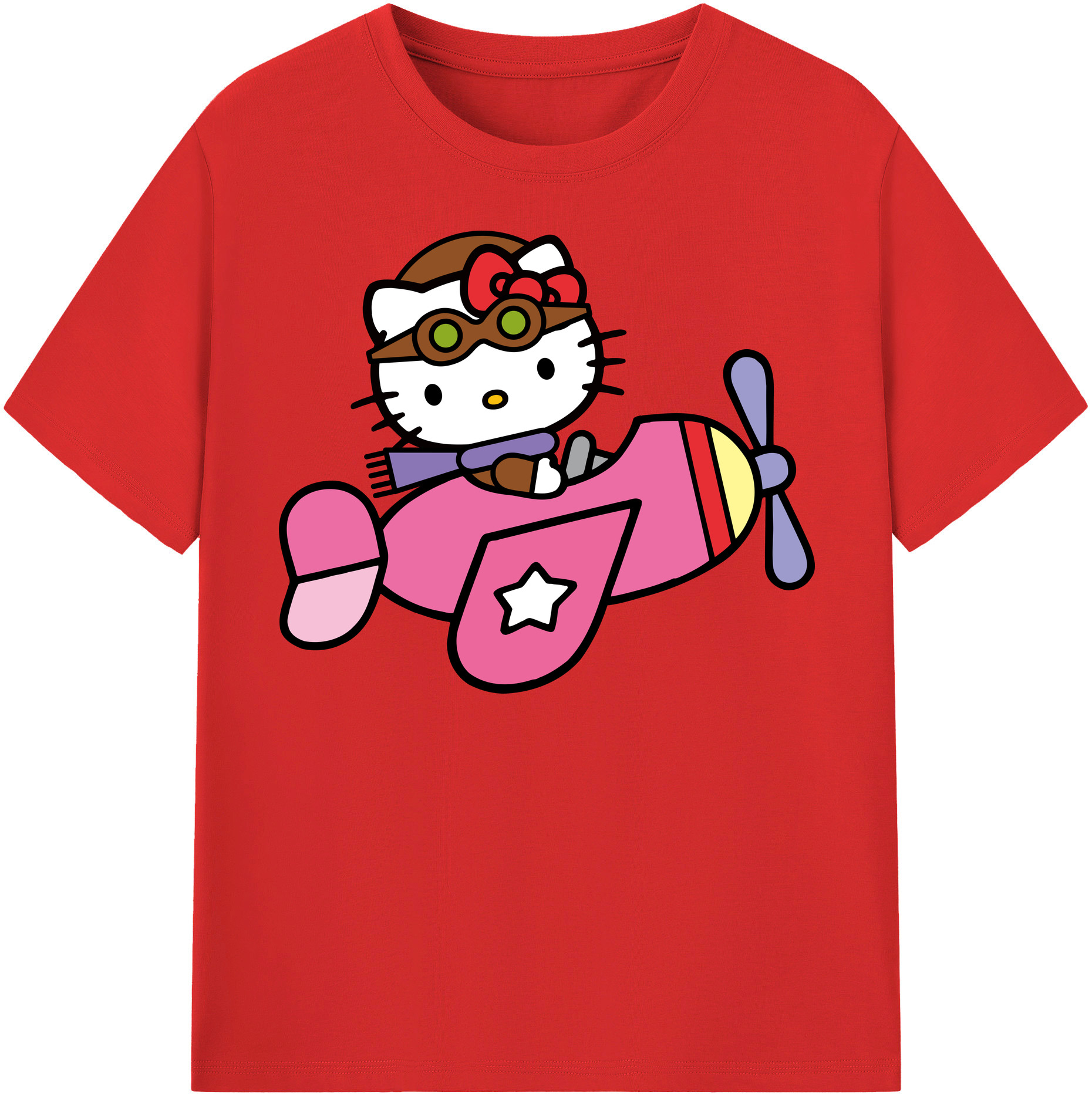 （画像用） Hello Kitty ハローキティ レディースカジュアルプリントTシャツ（綿100％）