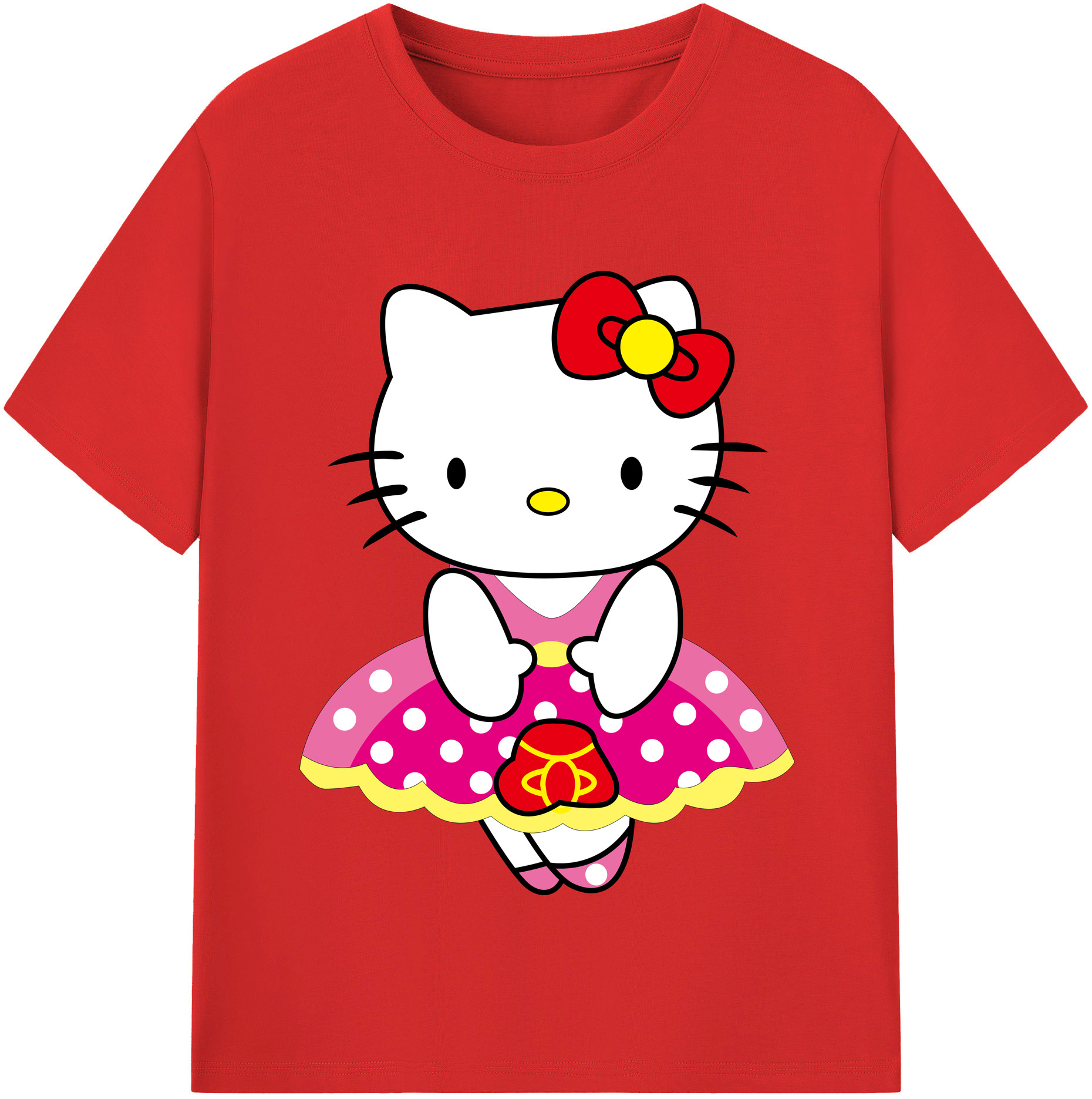 （画像用） Hello Kitty ハローキティ レディースカジュアルプリントTシャツ（綿100％）