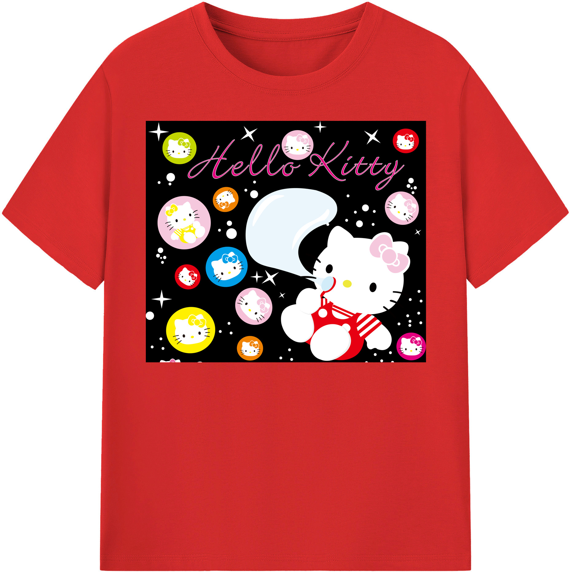 （画像用） Hello Kitty ハローキティ レディースカジュアルプリントTシャツ（綿100％）