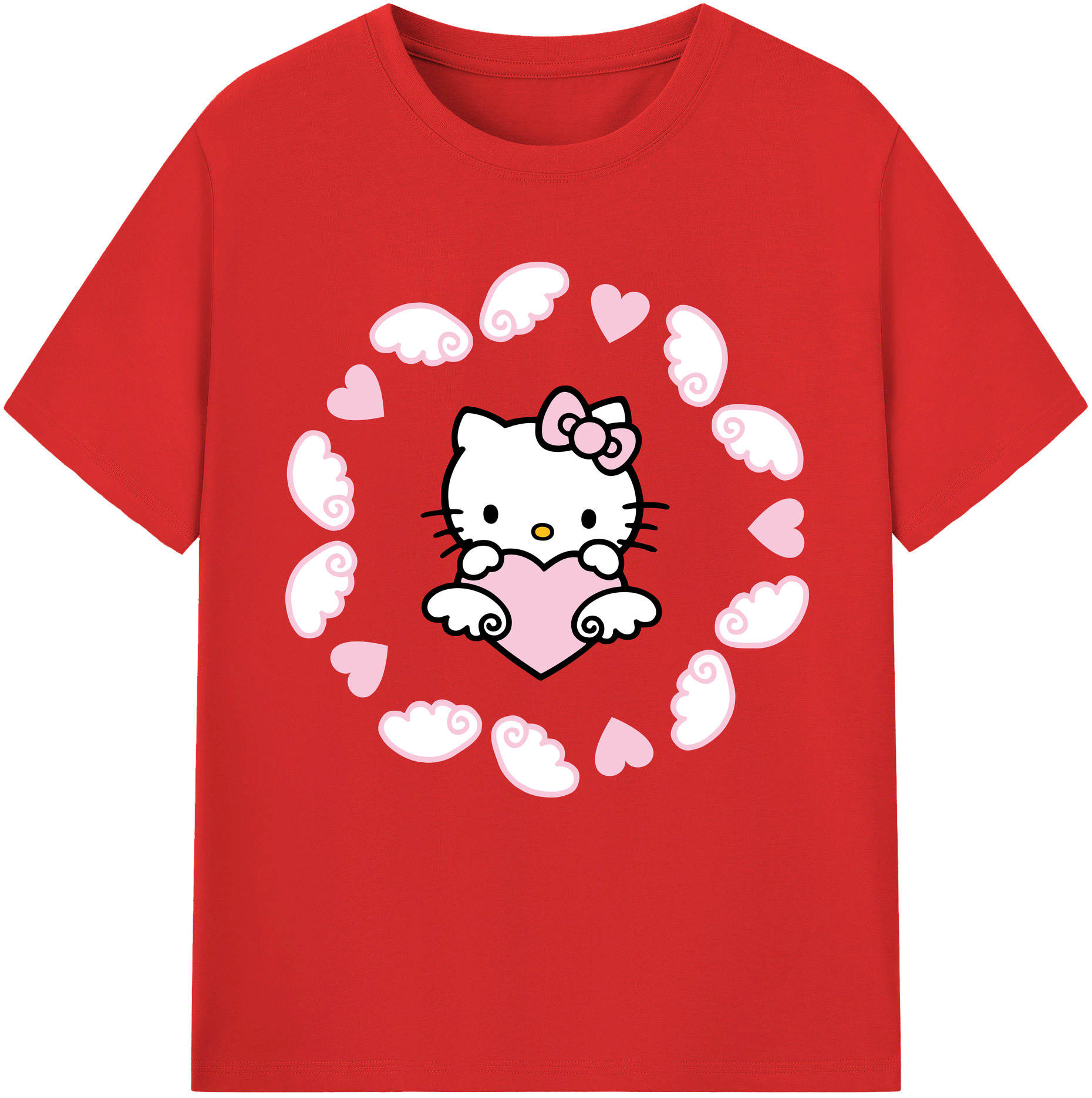 （画像用） Hello Kitty ハローキティ レディースカジュアルプリントTシャツ（綿100％）