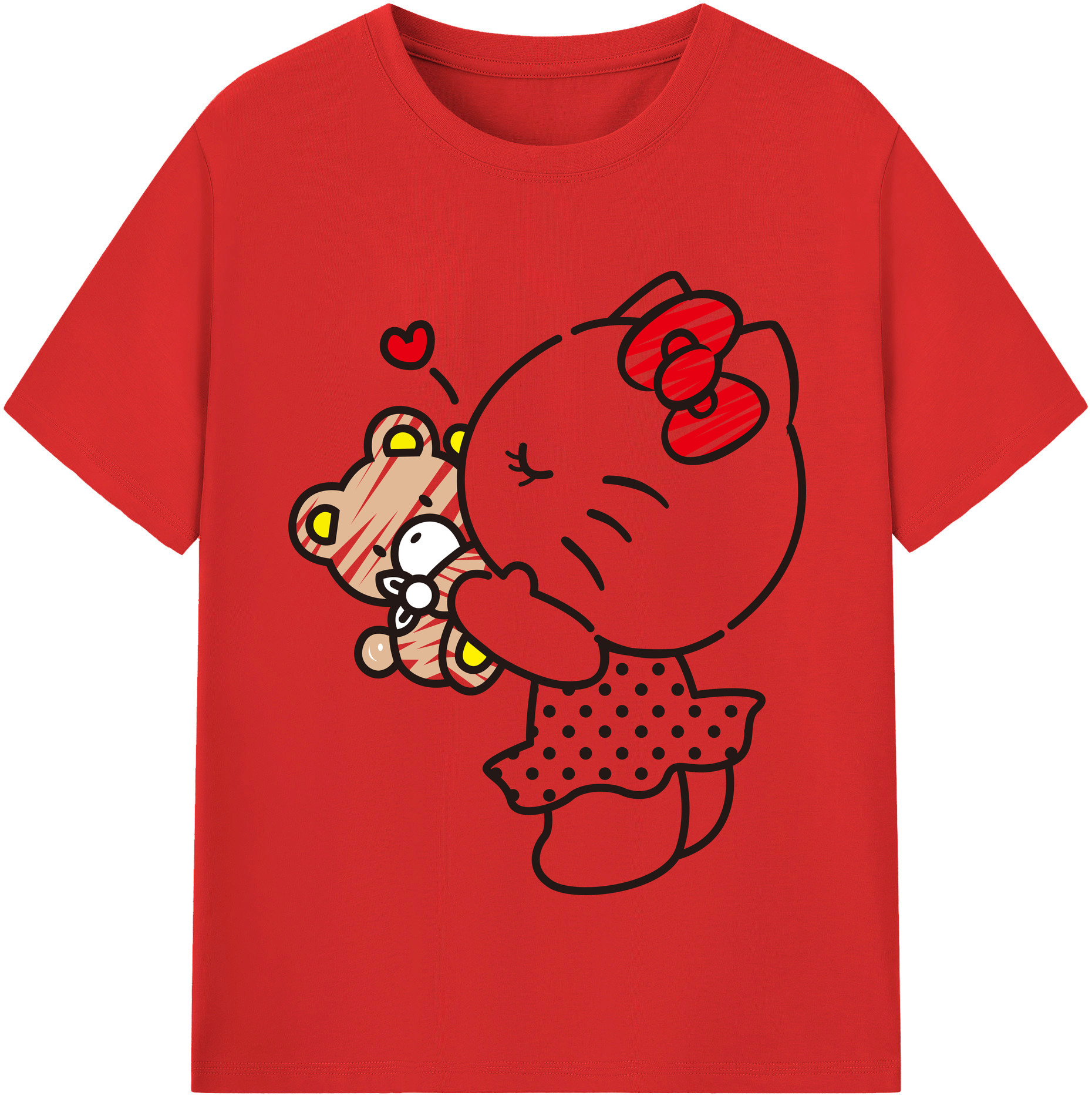（画像用） Hello Kitty ハローキティ レディースカジュアルプリントTシャツ（綿100％）