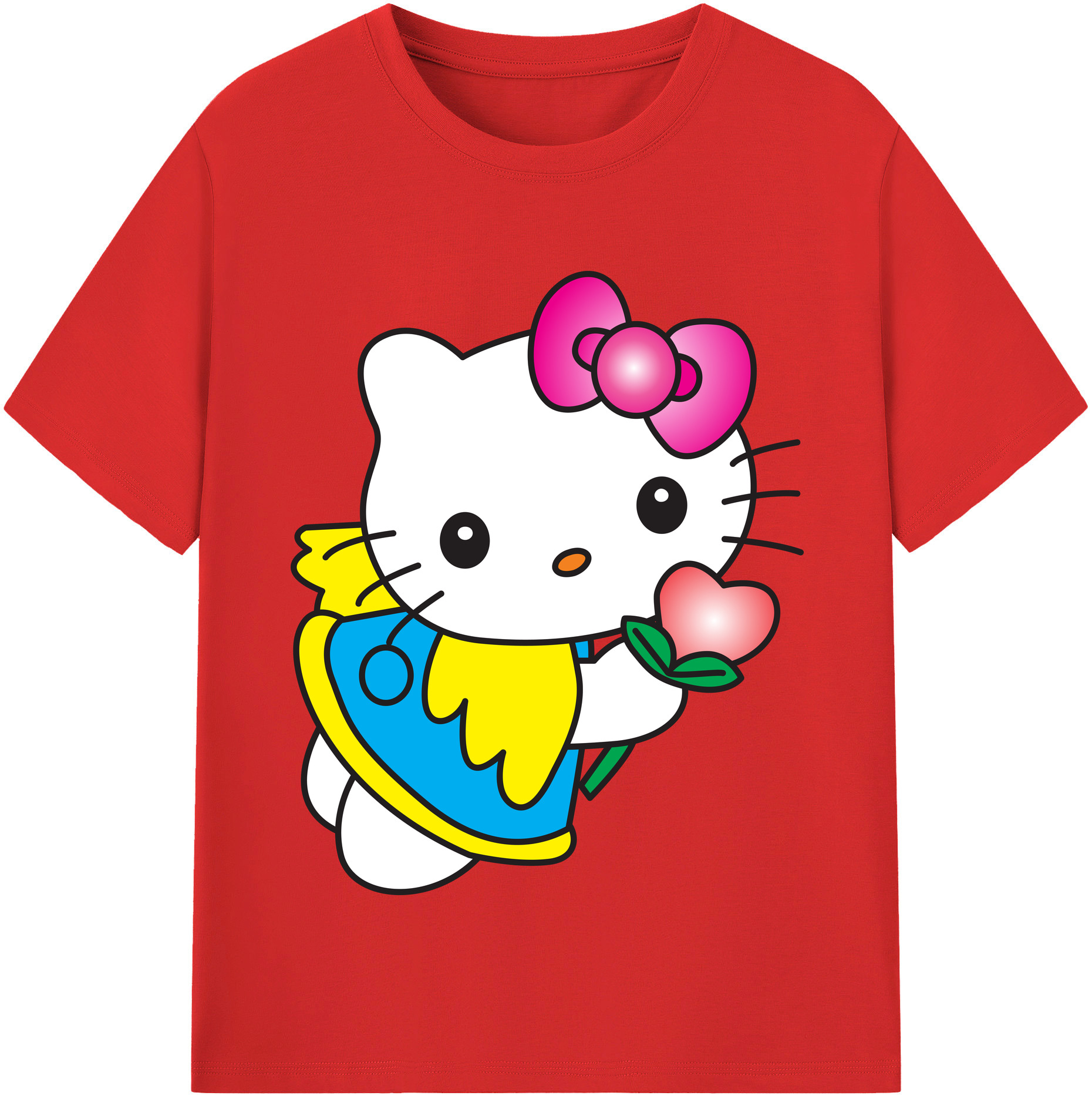 （画像用） Hello Kitty ハローキティ レディースカジュアルプリントTシャツ（綿100％）