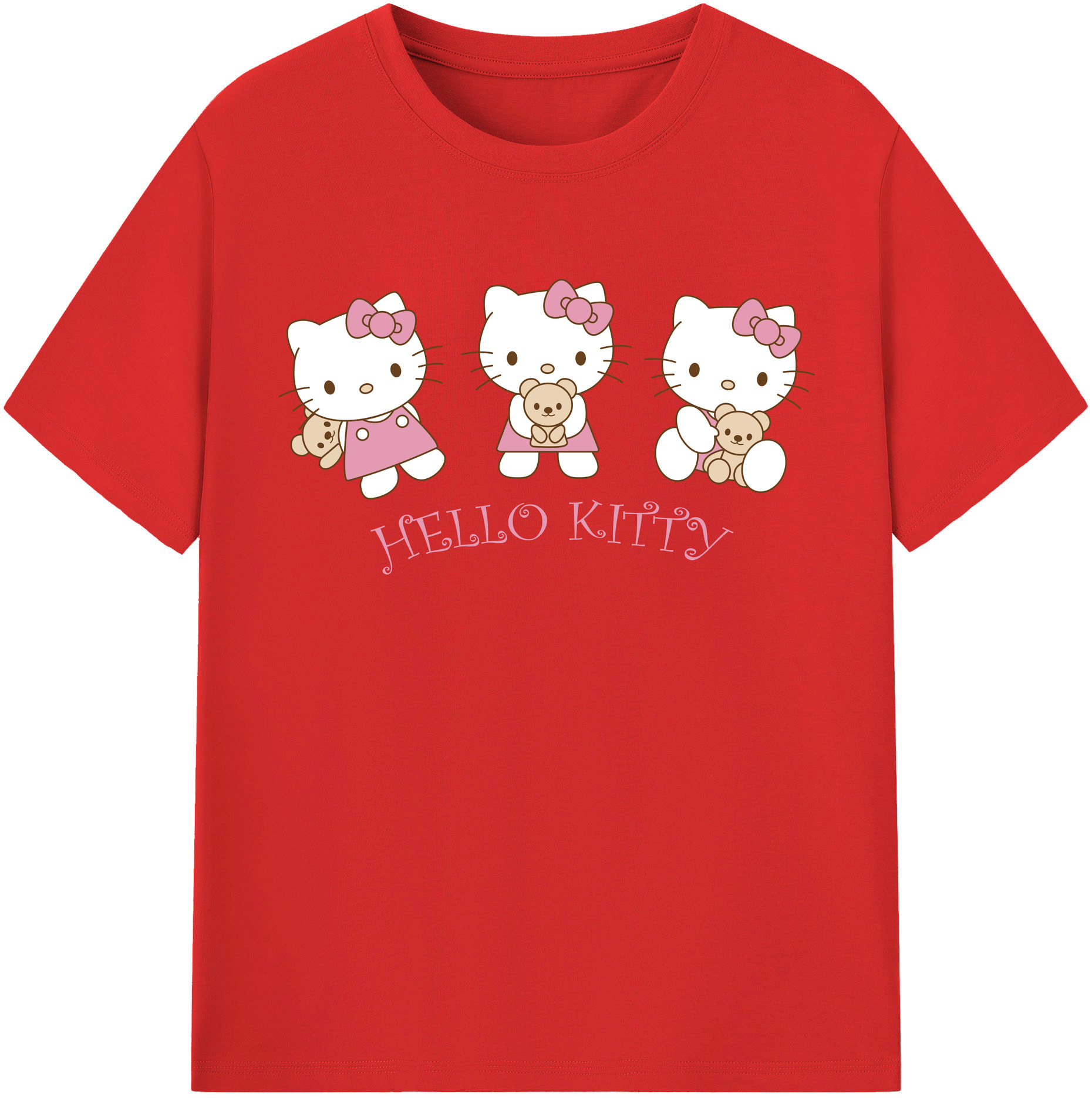 （画像用） Hello Kitty ハローキティ レディースカジュアルプリントTシャツ（綿100％）