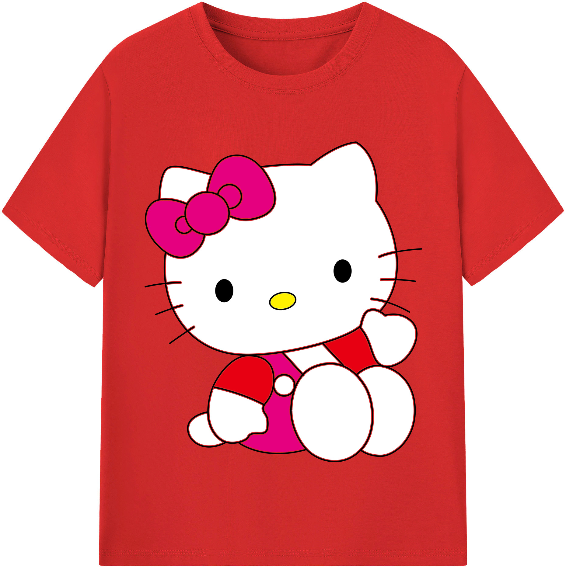 （画像用） Hello Kitty ハローキティ レディースカジュアルプリントTシャツ（綿100％）