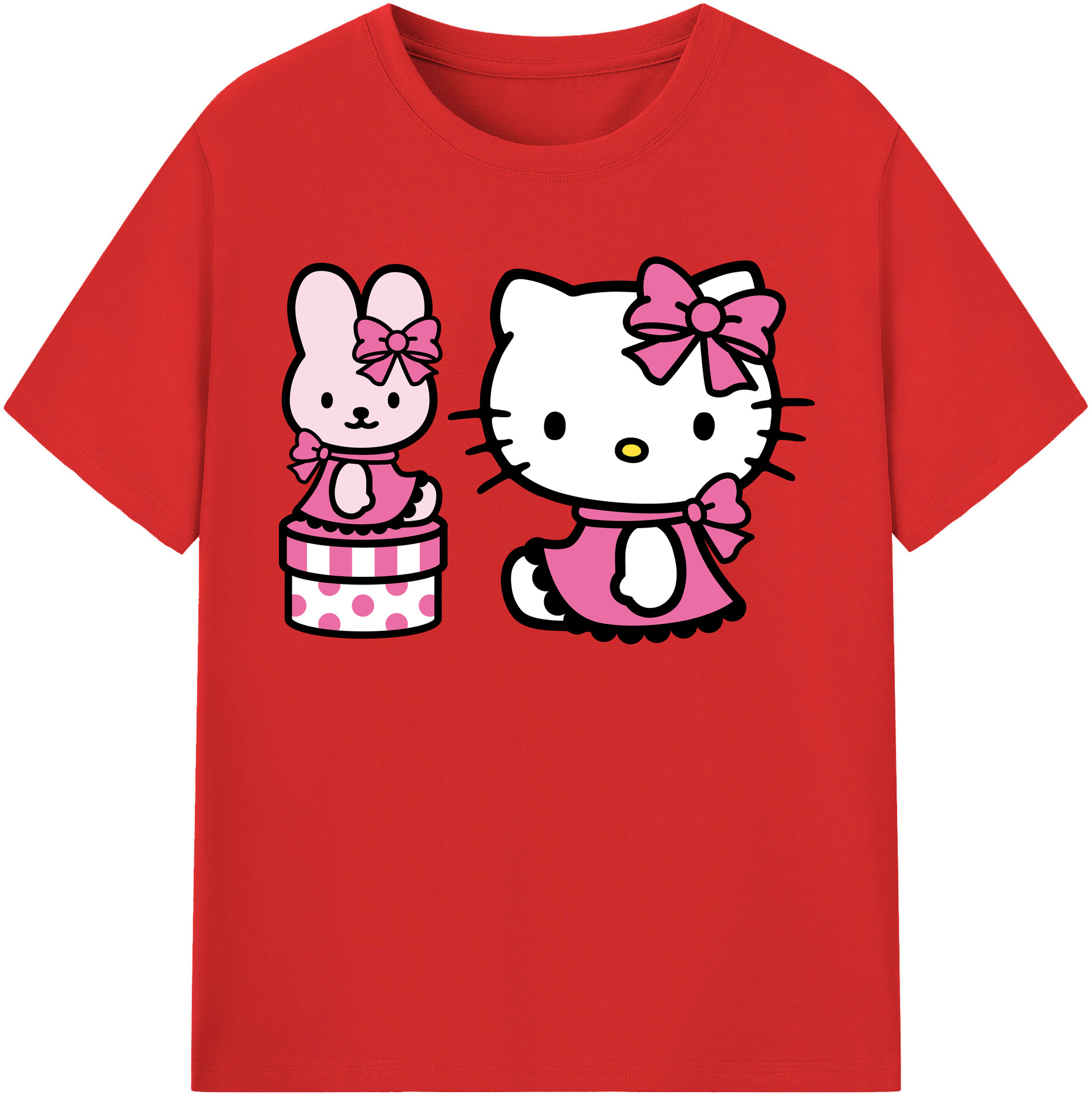 （画像用） Hello Kitty ハローキティ レディースカジュアルプリントTシャツ（綿100％）