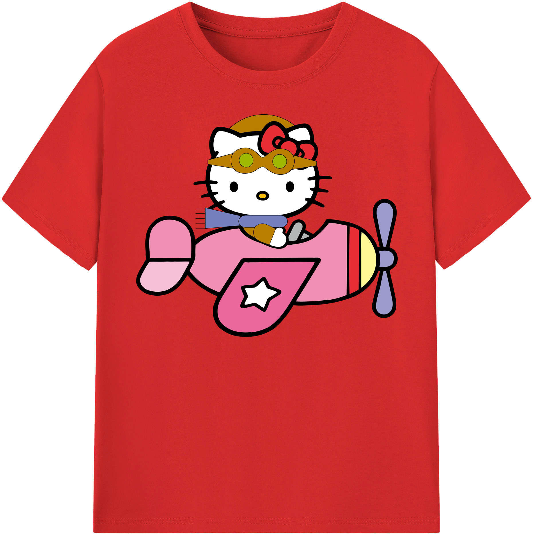 （画像用） Hello Kitty ハローキティ レディースカジュアルプリントTシャツ（綿100％）