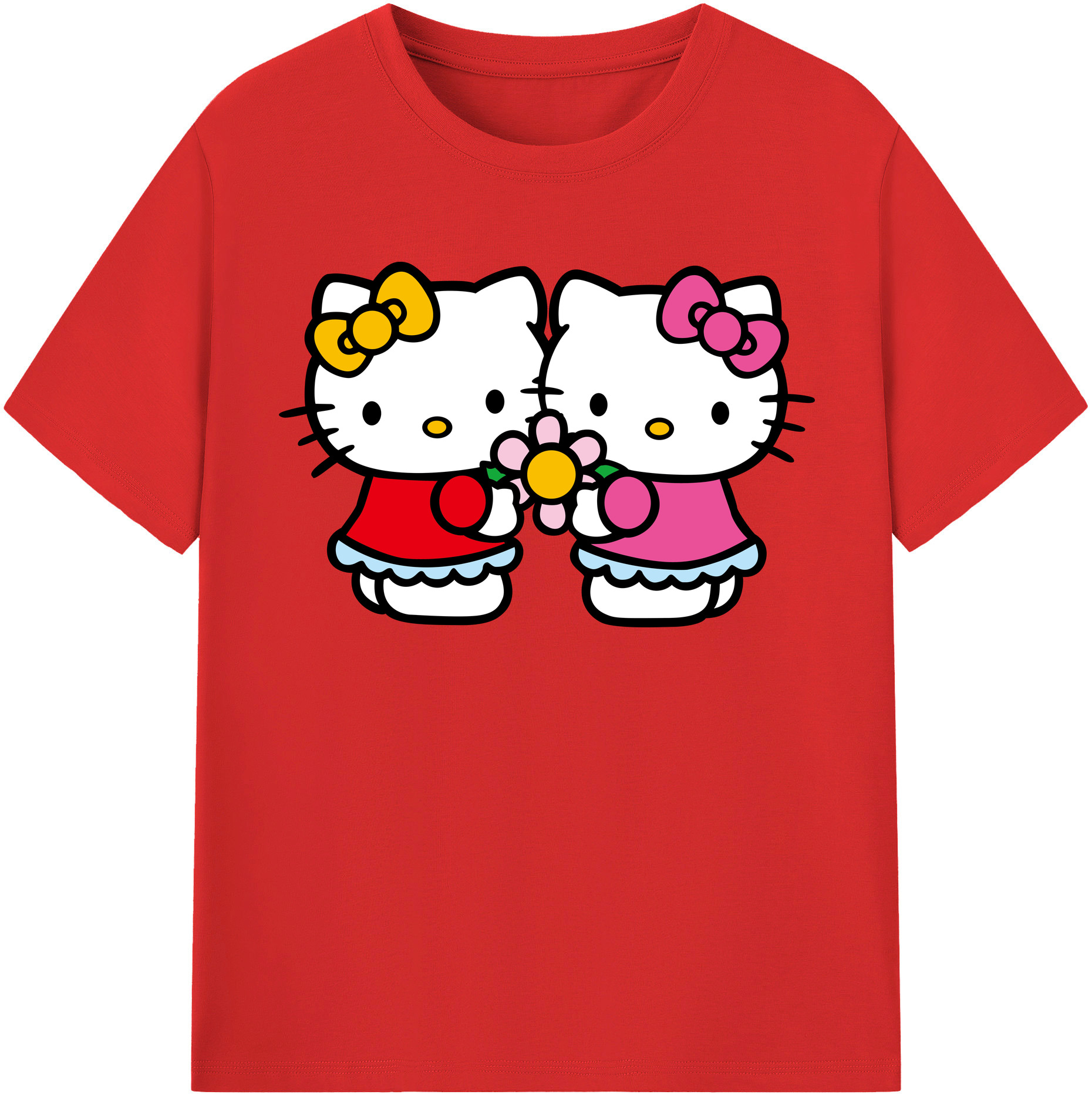 （画像用） Hello Kitty ハローキティ レディースカジュアルプリントTシャツ（綿100％）