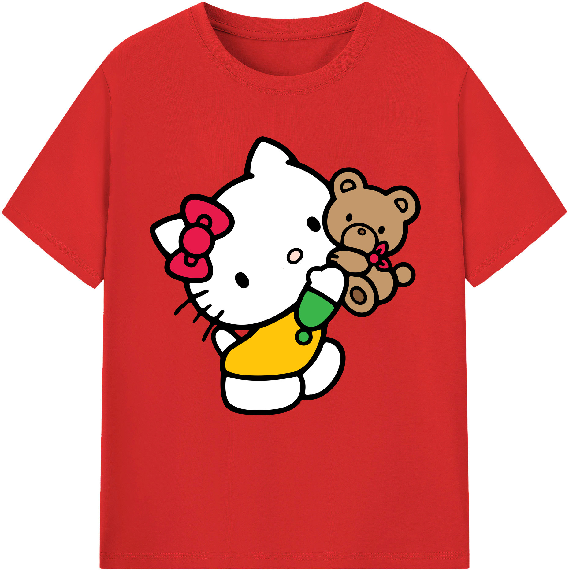 （画像用） Hello Kitty ハローキティ レディースカジュアルプリントTシャツ（綿100％）