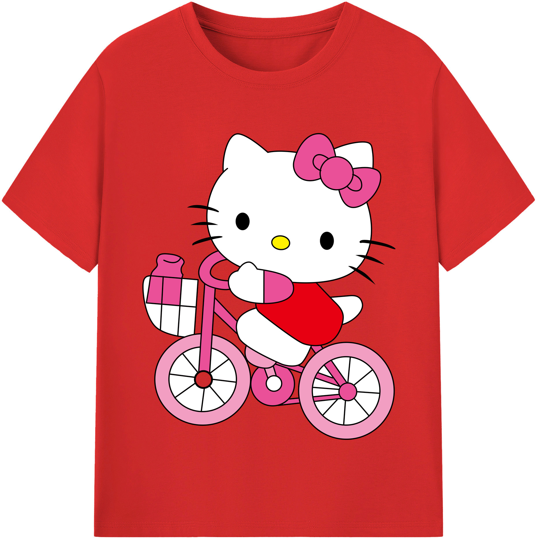 （画像用） Hello Kitty ハローキティ レディースカジュアルプリントTシャツ（綿100％）