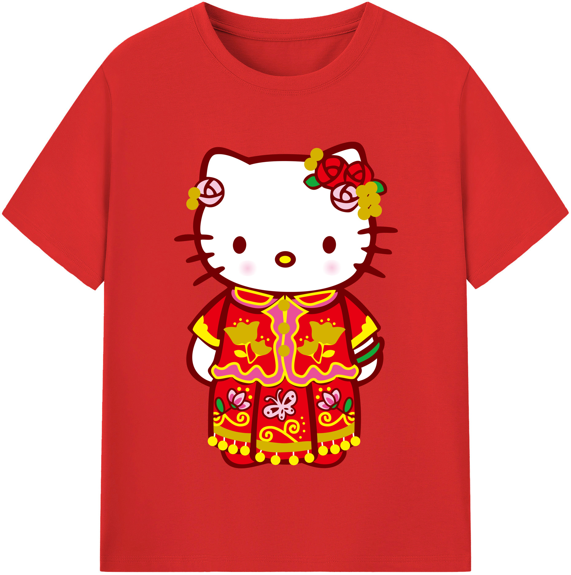 （画像用） Hello Kitty ハローキティ レディースカジュアルプリントTシャツ（綿100％）