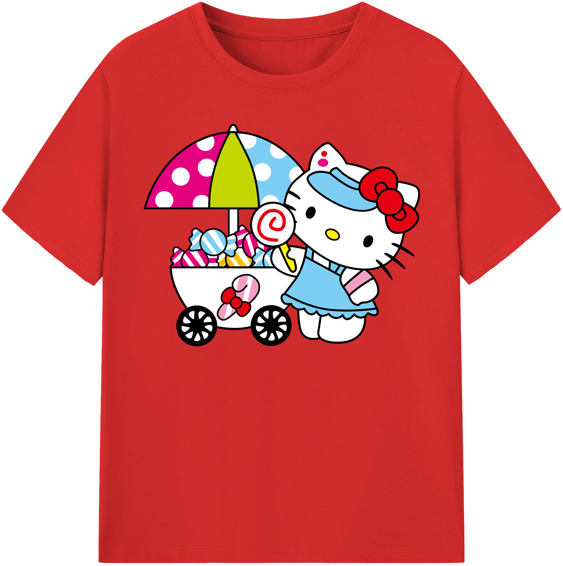 （画像用） Hello Kitty ハローキティ レディースカジュアルプリントTシャツ（綿100％）